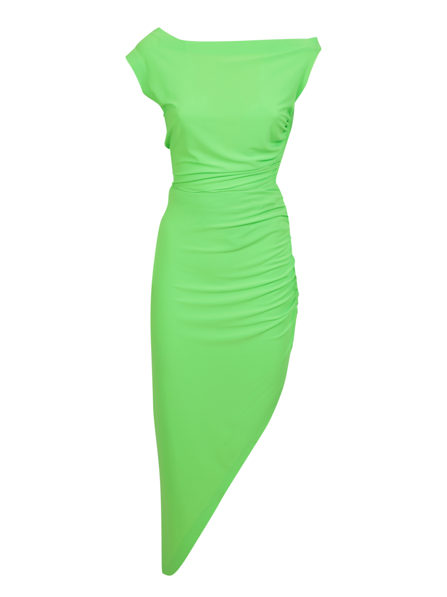 Drop Shoulder Neon Green Gown