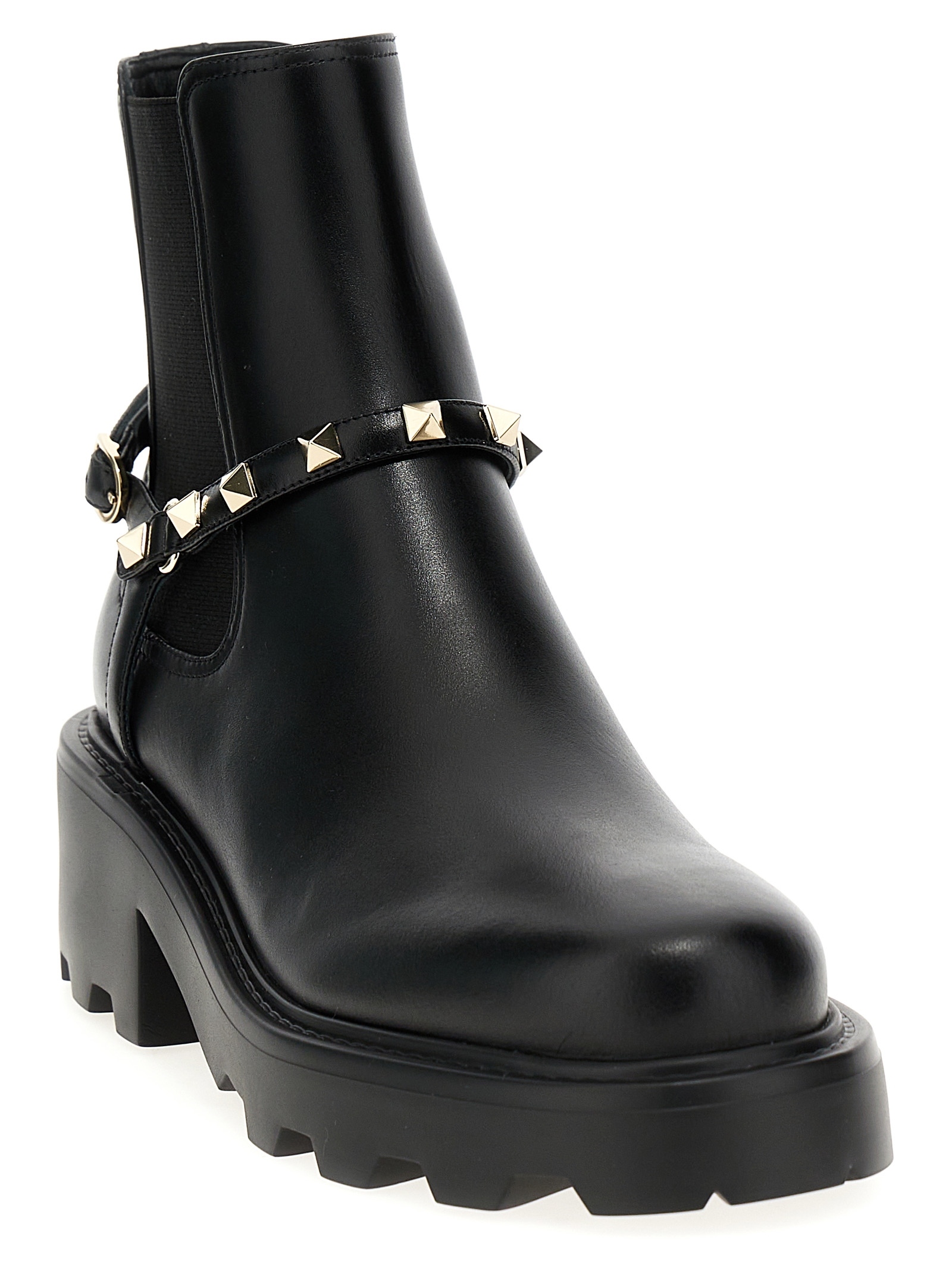 Shop Valentino Rockstud Ankle Boots In Black