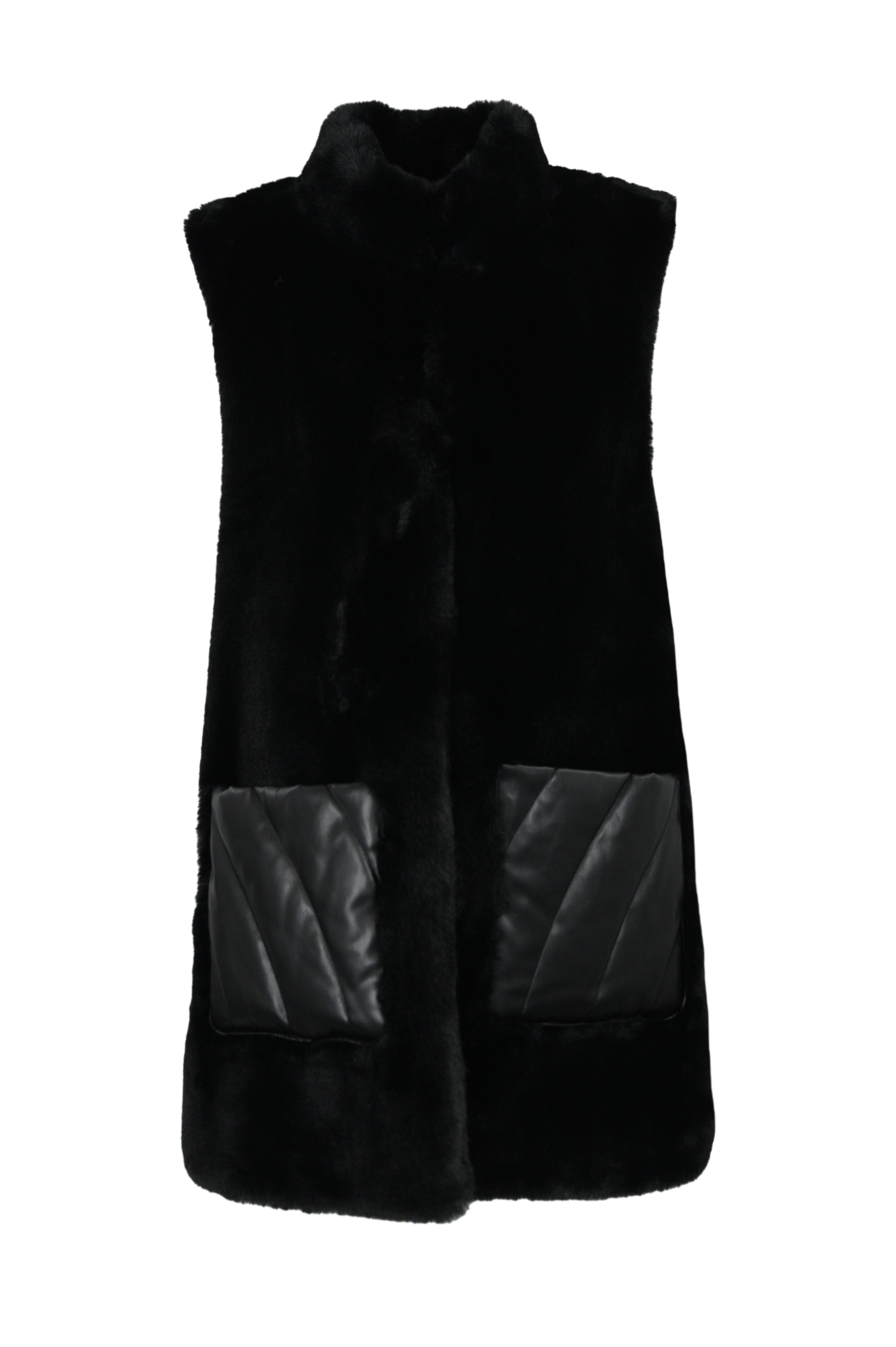 Cardigan Vest In Stretch Viscose And Faux Fur