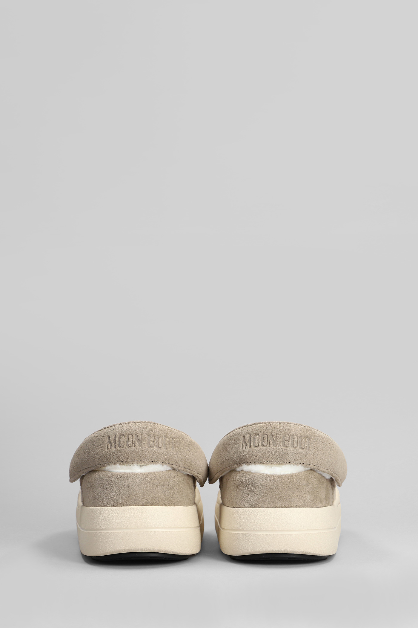 Shop Moon Boot Mb Park Clog Slipper-mule In Beige Leather And Fabric In Neutro