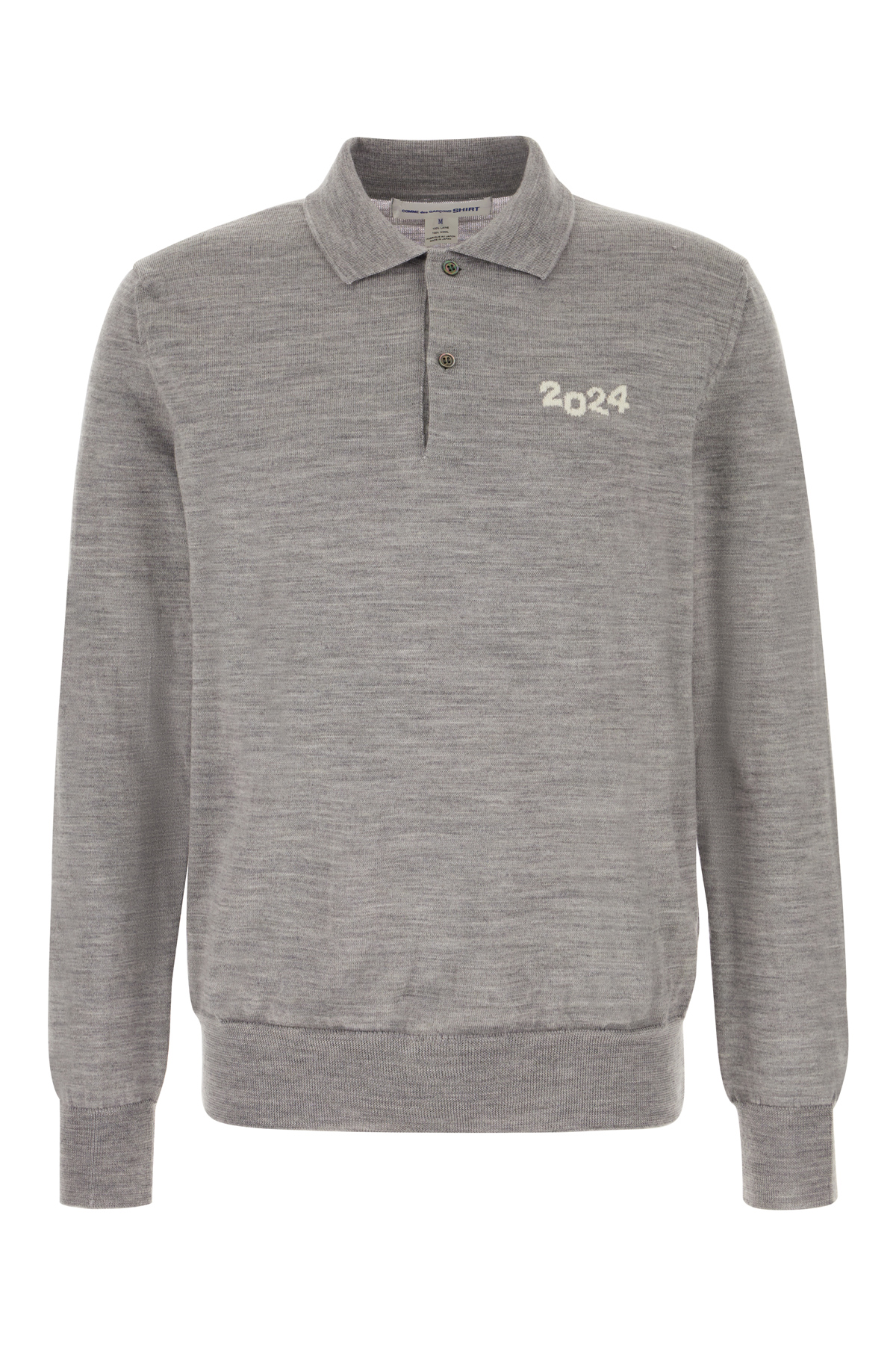 Melange Grey Wool Polo Shirt