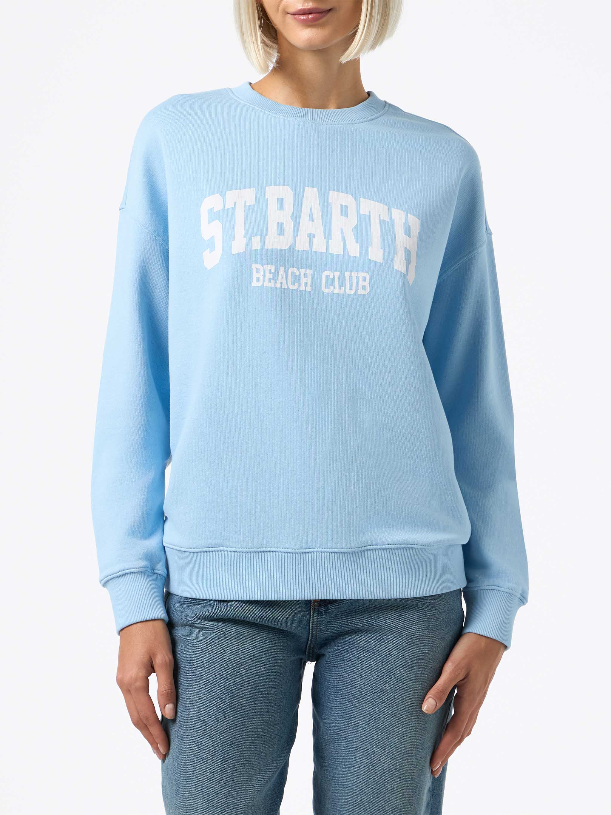 Light Blue Stardust Sweatshirt With St Barth Beach Club Print