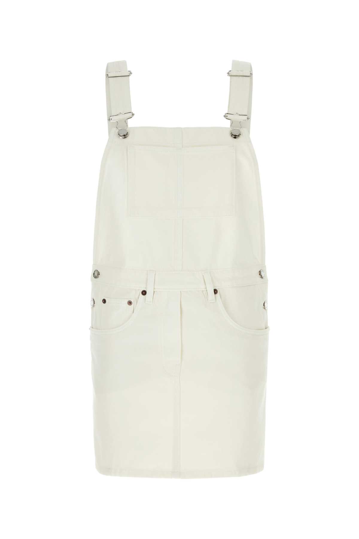 White Denim Dungarees Dress