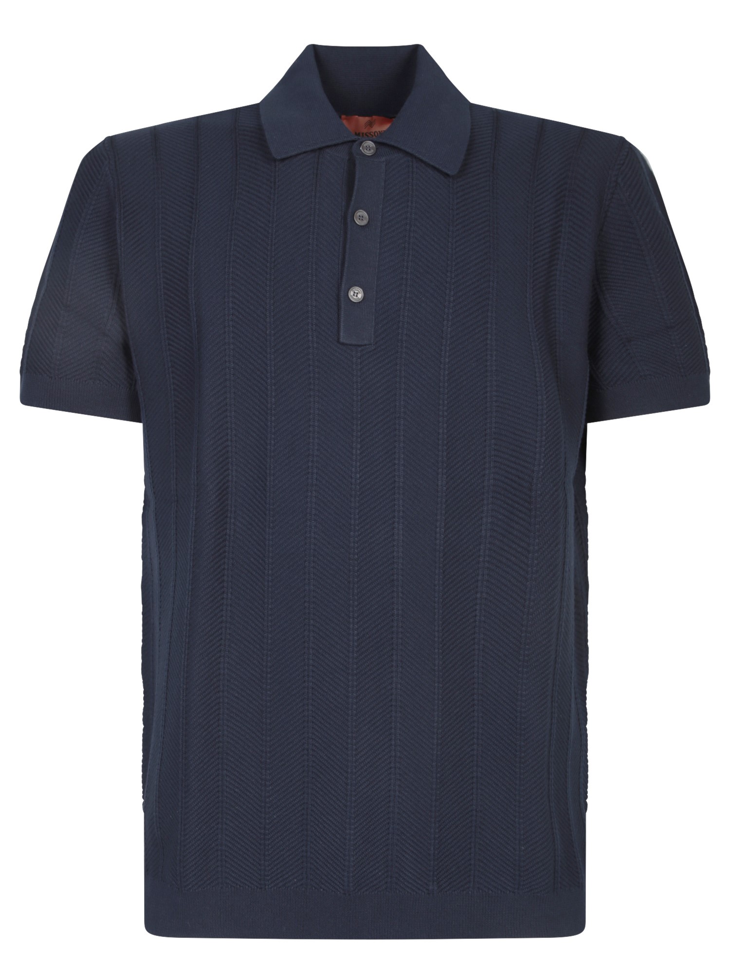 Zigzag Jacquard Blue Polo Shirt