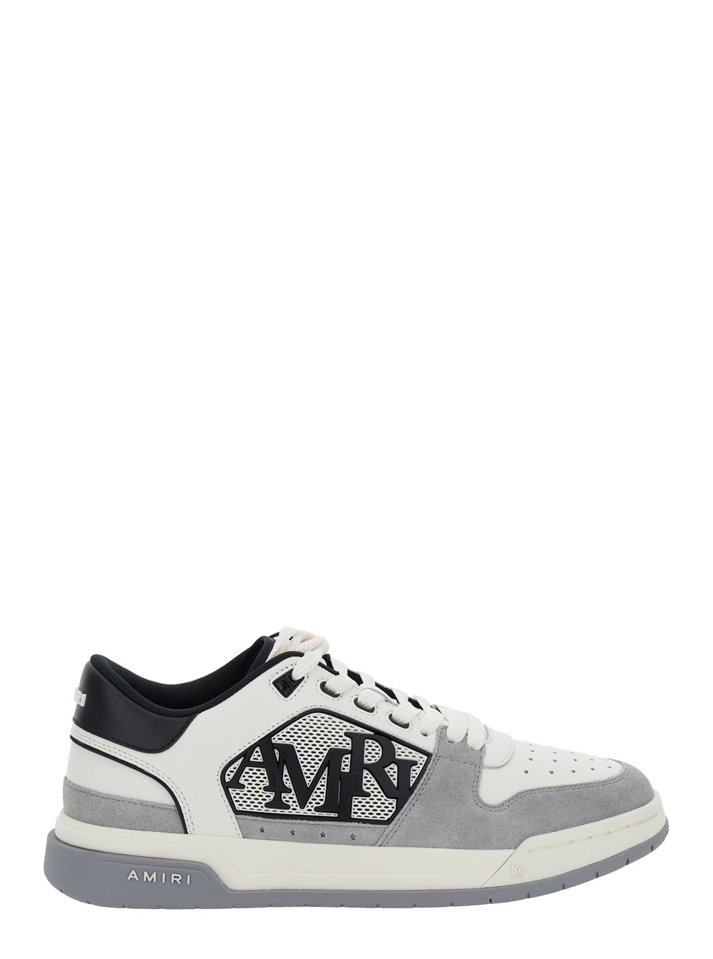 Grey Low Top Sneakers With Logo Lettering In Tech Fabric And Leather Man