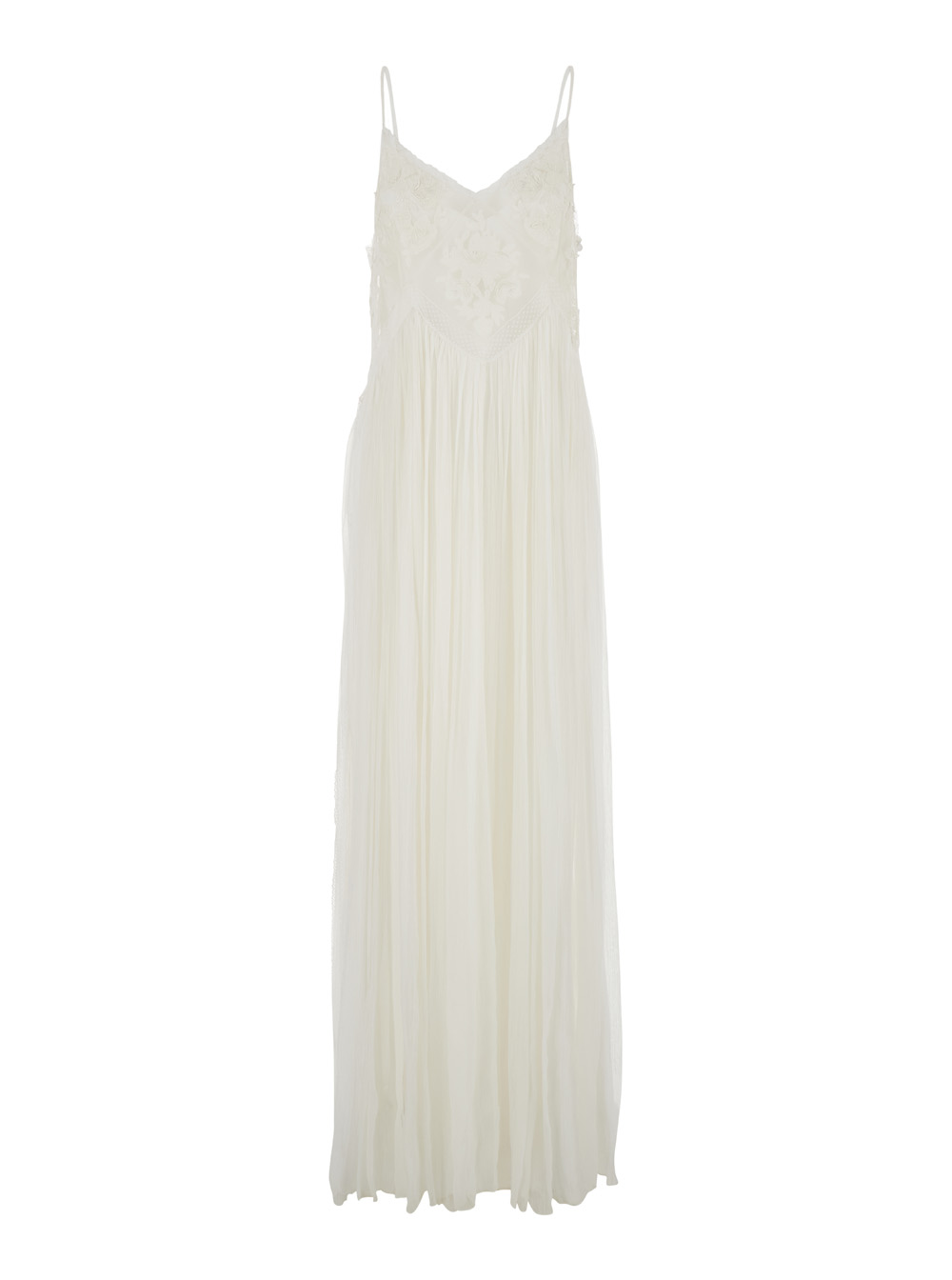 TWINSET WHITE LONG SLEEVELESS DRESS WITH V NECK IN VISCOSE WOMAN 