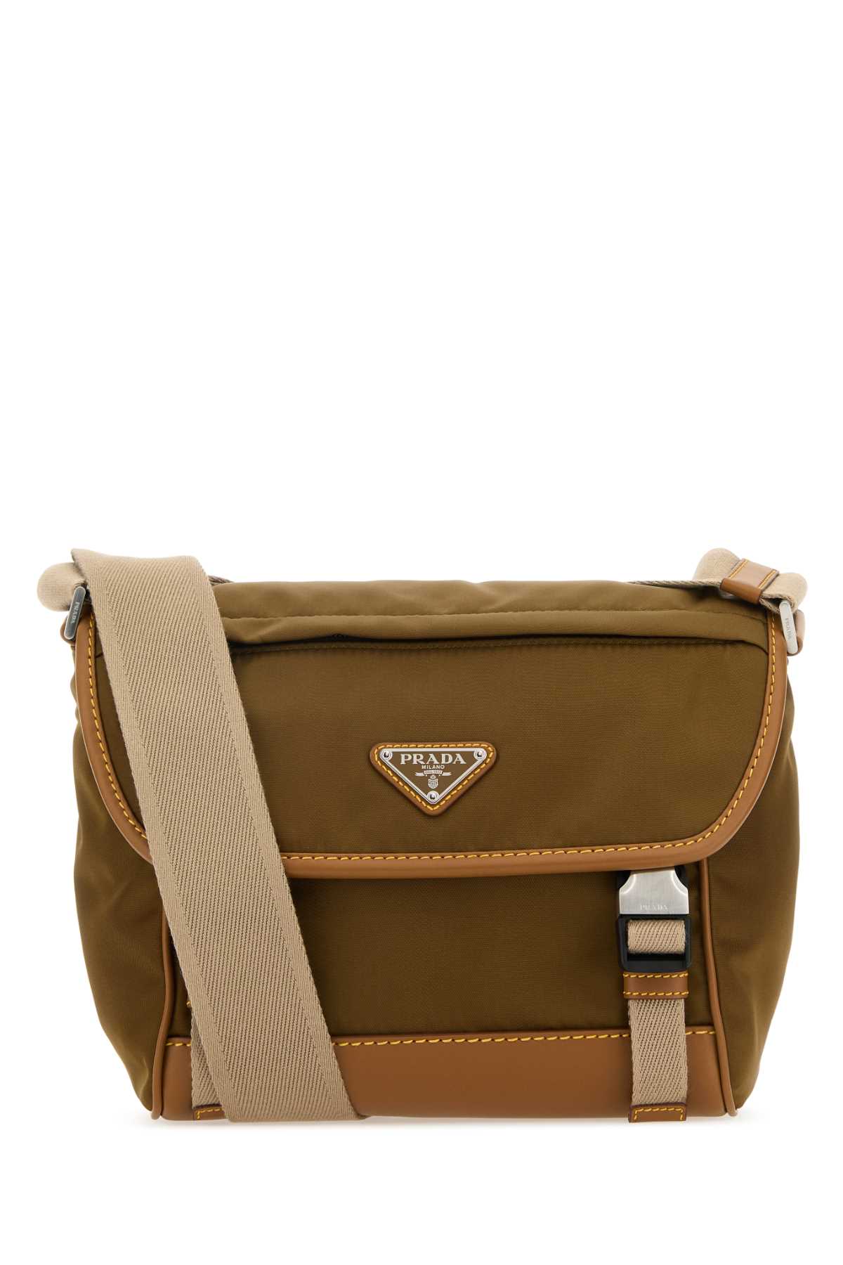 Two-tone Nylon And Leather Crossbody Bag