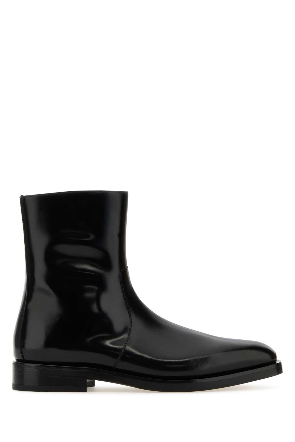 Black Leather Gerald Ankle Boots