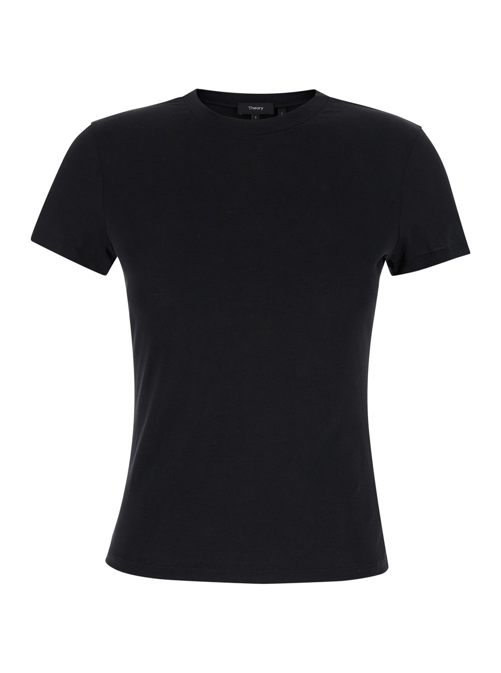 Fitted Black Crewneck T-shirt In Cotton Woman