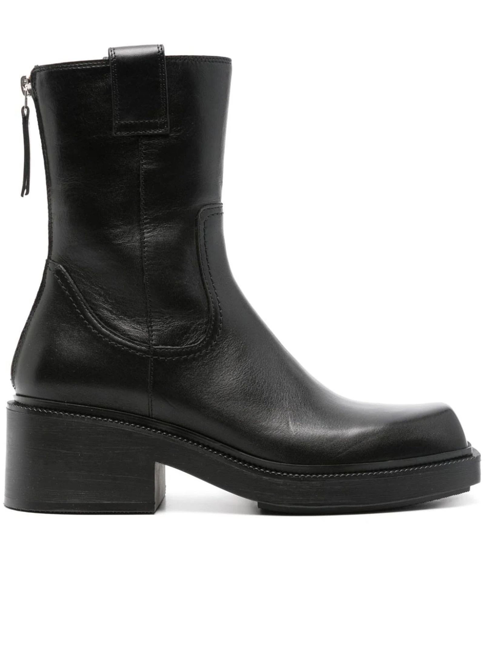 Vic Matié Black Calf Leather Pampas Ankle Boots