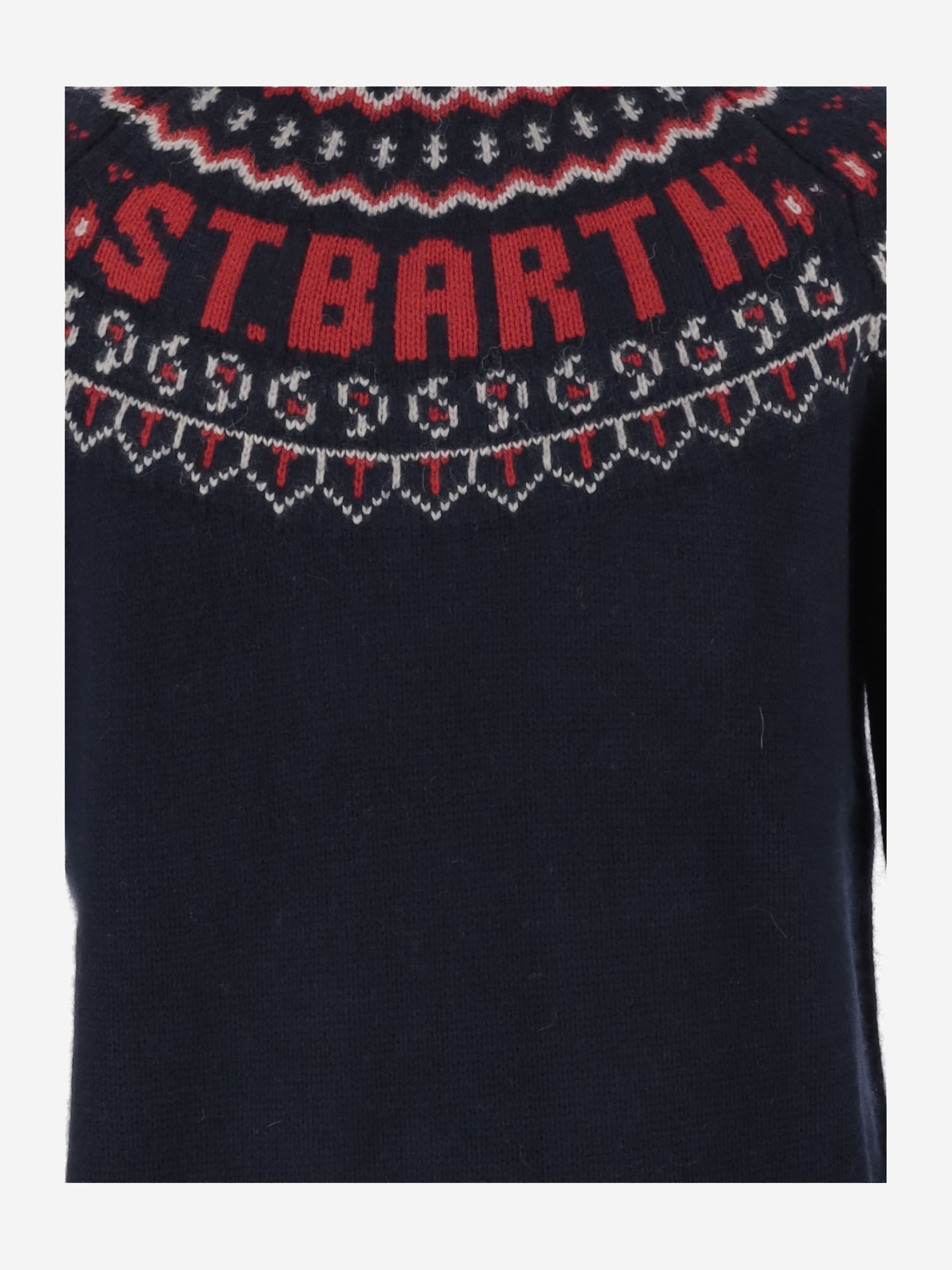 Mc2 Saint Barth Wool Blend Sweater With Logo In Blue