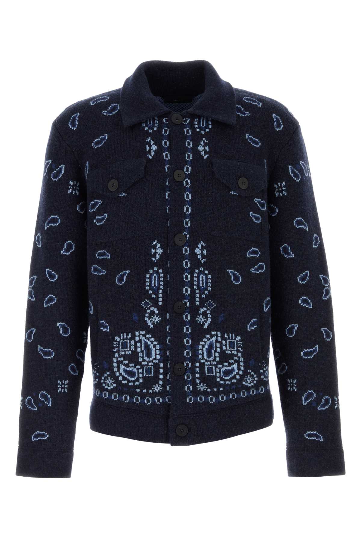 Embroidered Wool Blend Cardigan