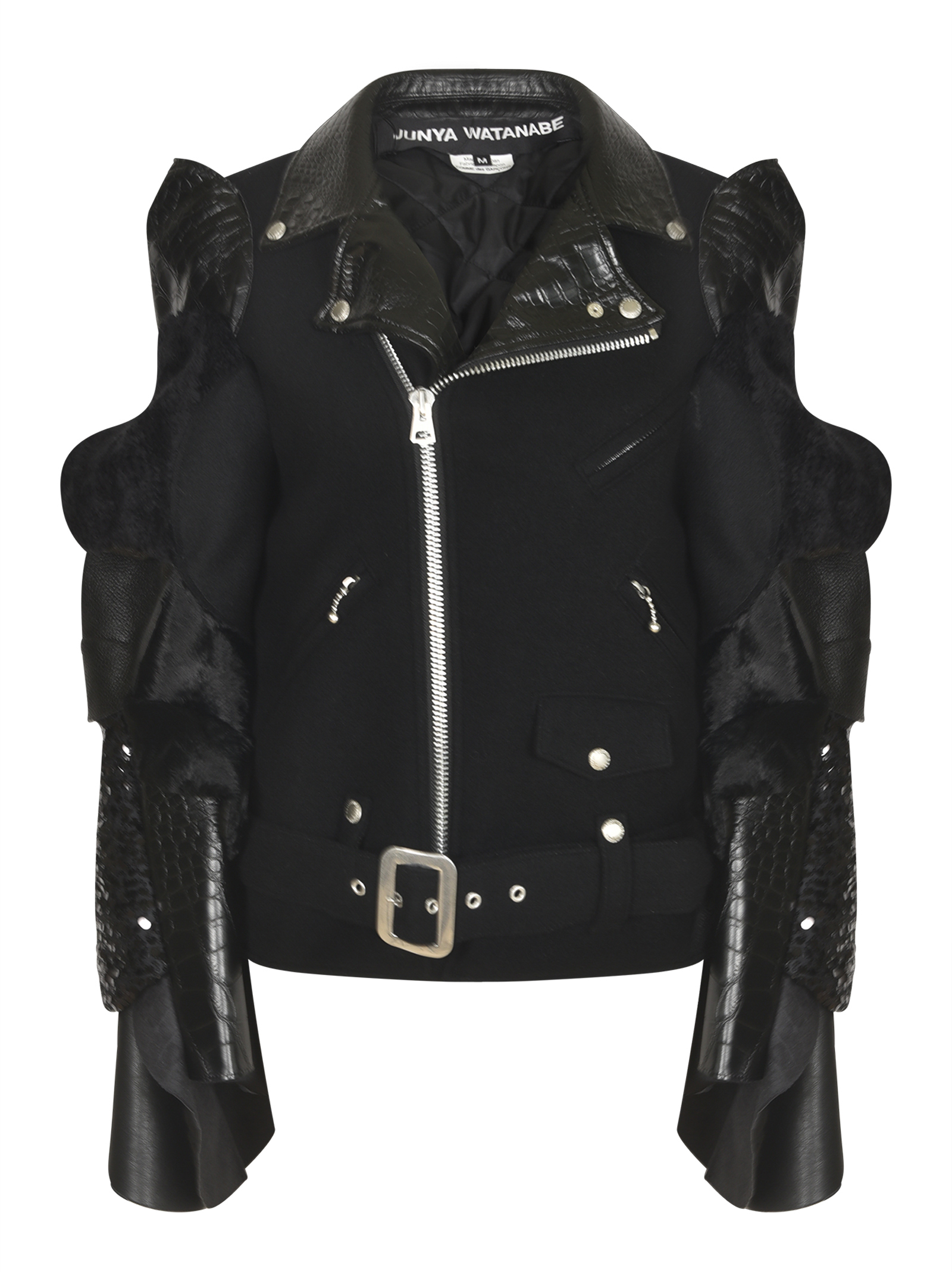 Zip Ruffled Biker Jacket