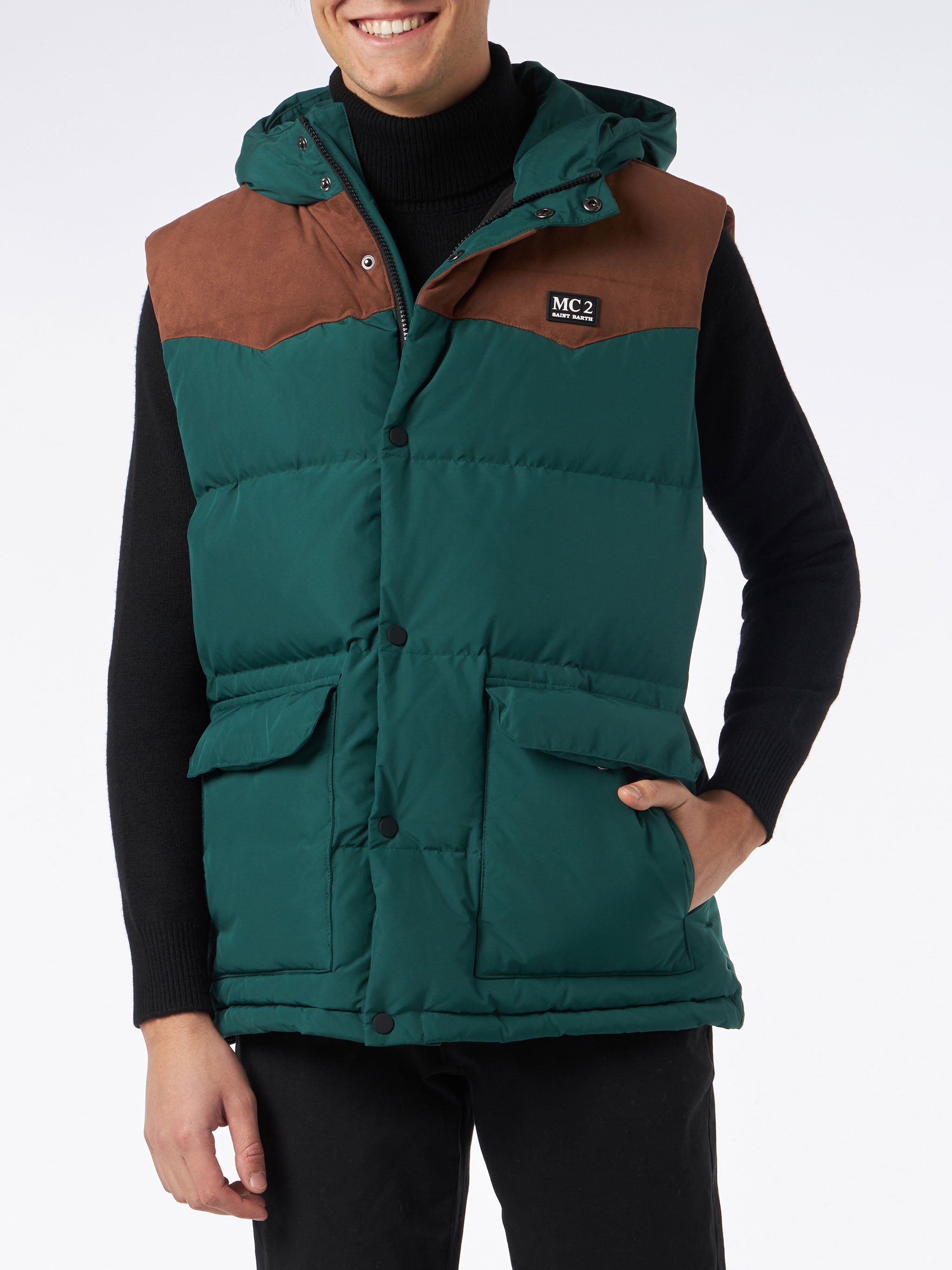 Man Green Down Vest