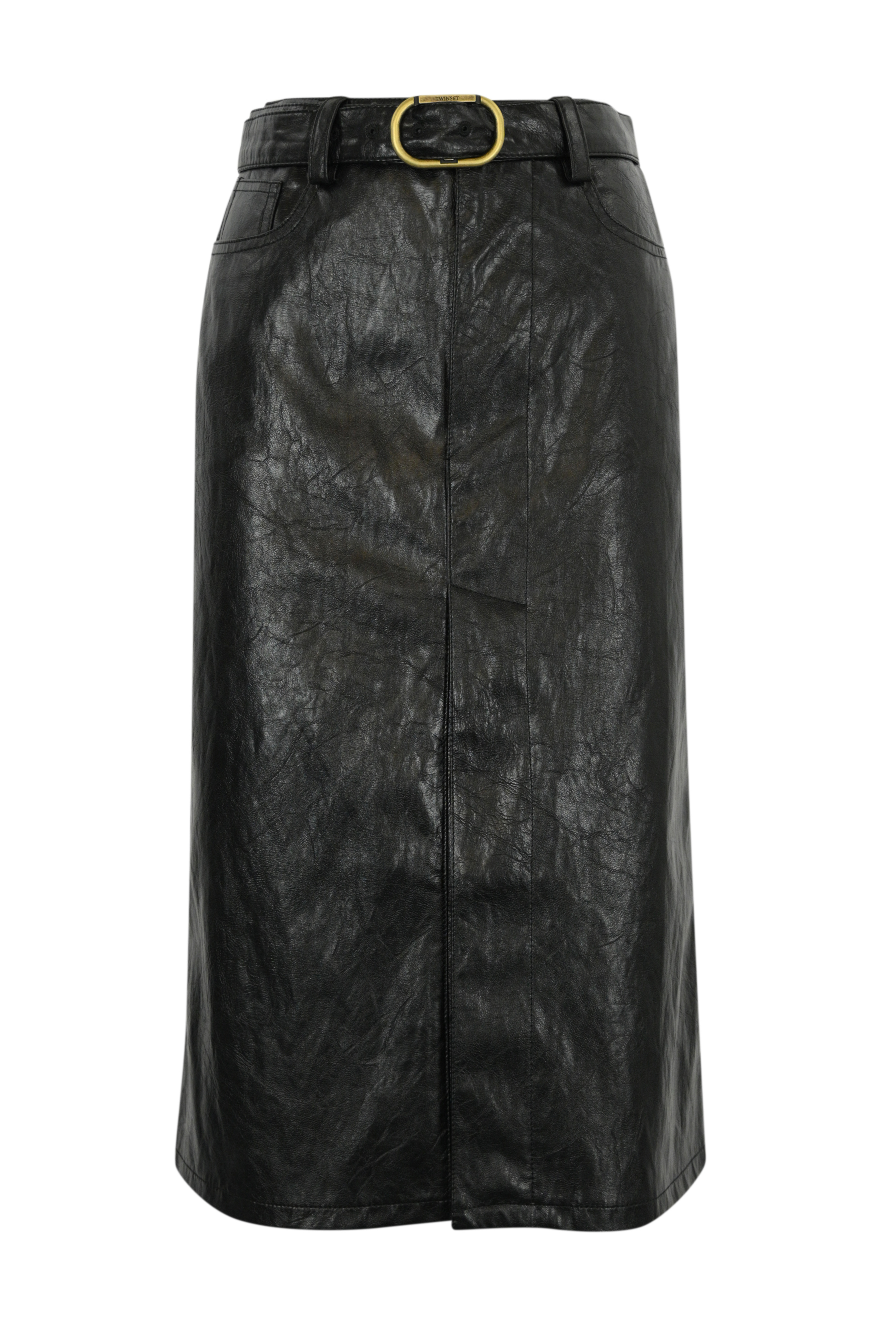 Leather Effect Skirt With Oval-t Belt