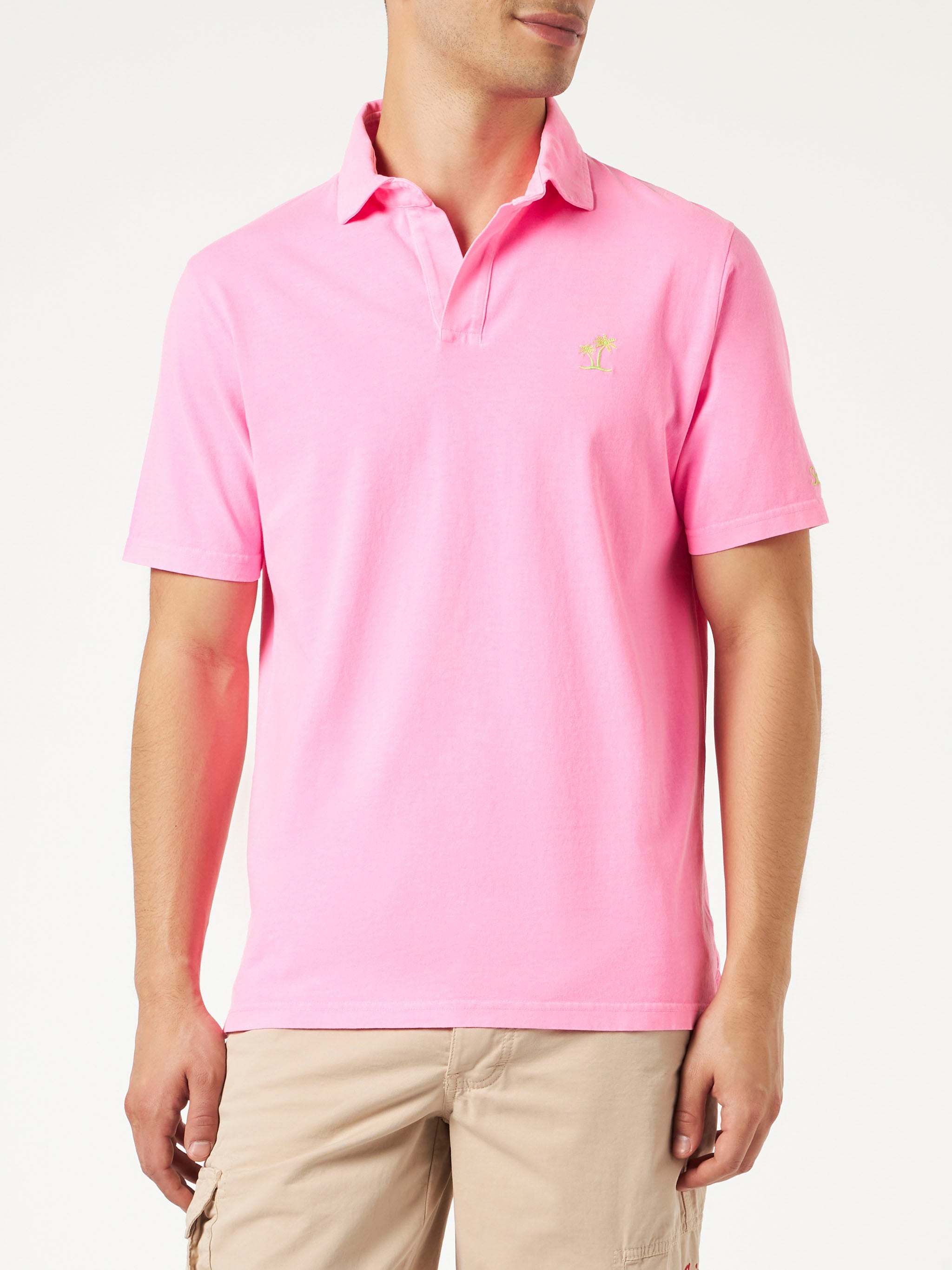 Fluo Pink Cotton Jersey Man Polo