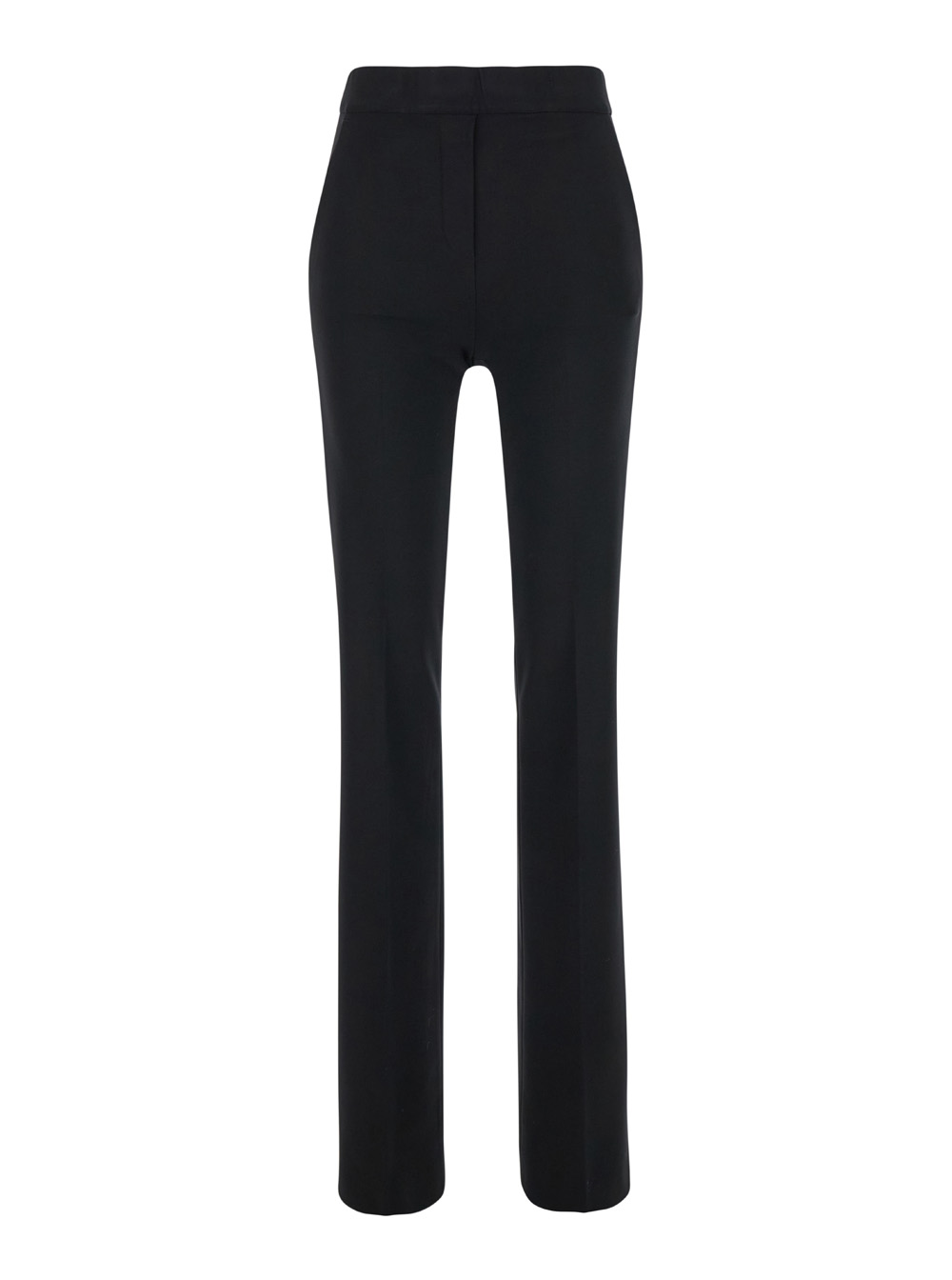 milano Black Flared Pants With Pences On The Front In Viscose Blend Stretch Woman