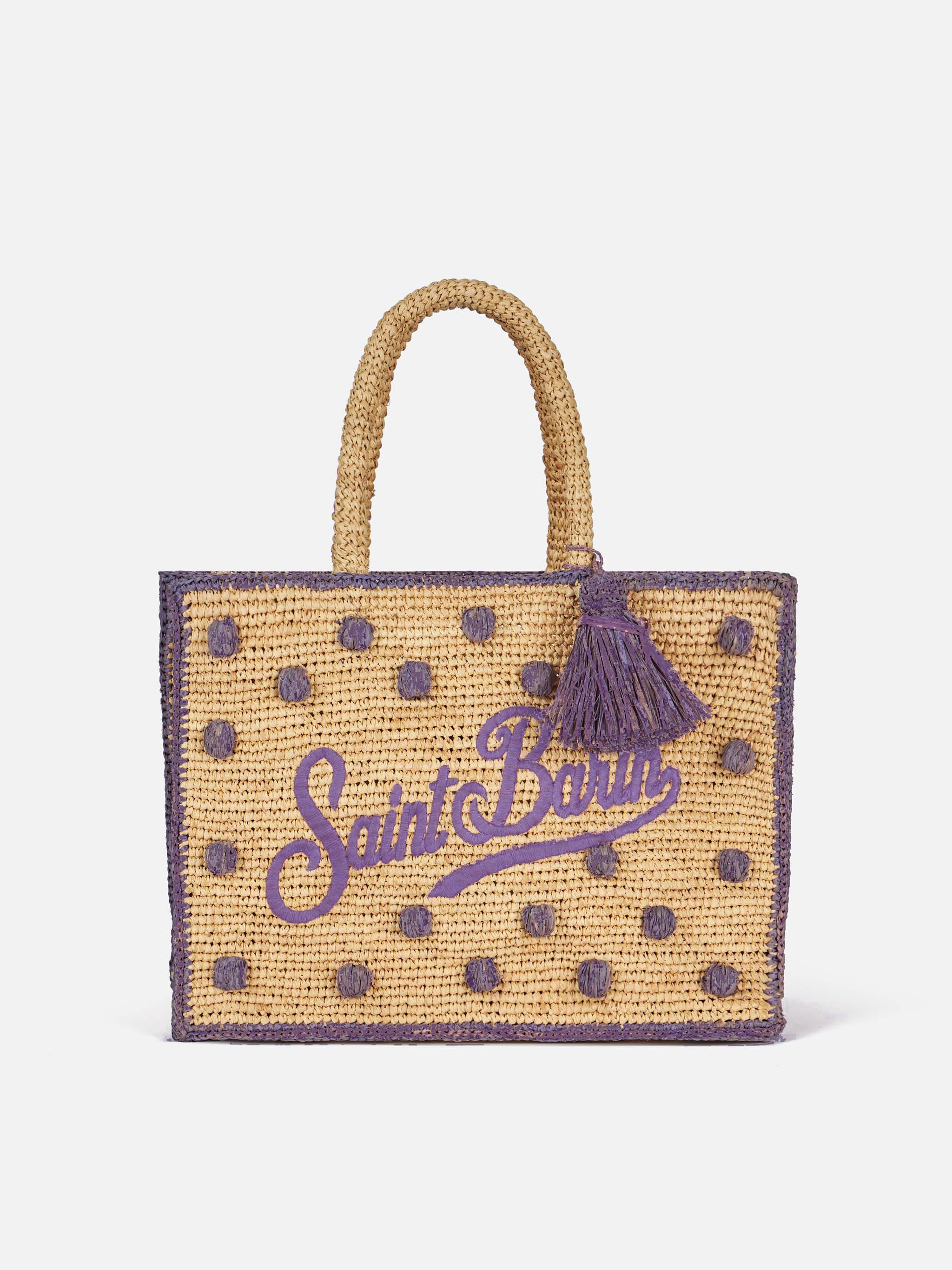 Polka Dots Terry Colette Raffia Handbag