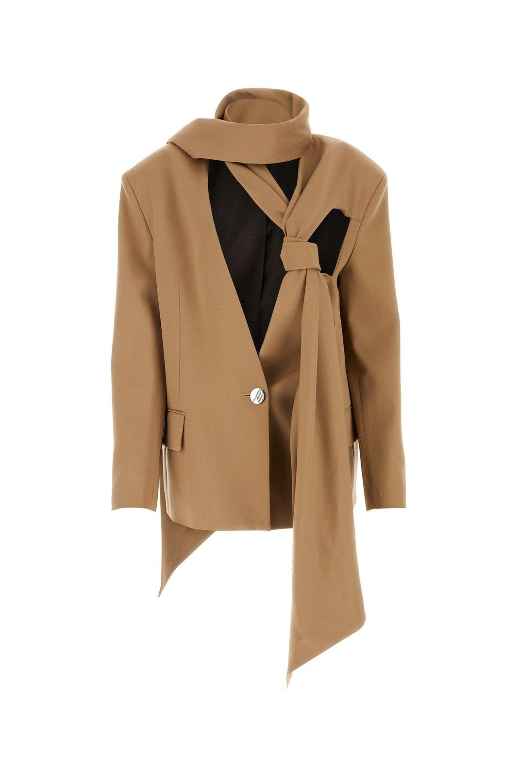 Scarf Detailed Long-sleeved Blazer