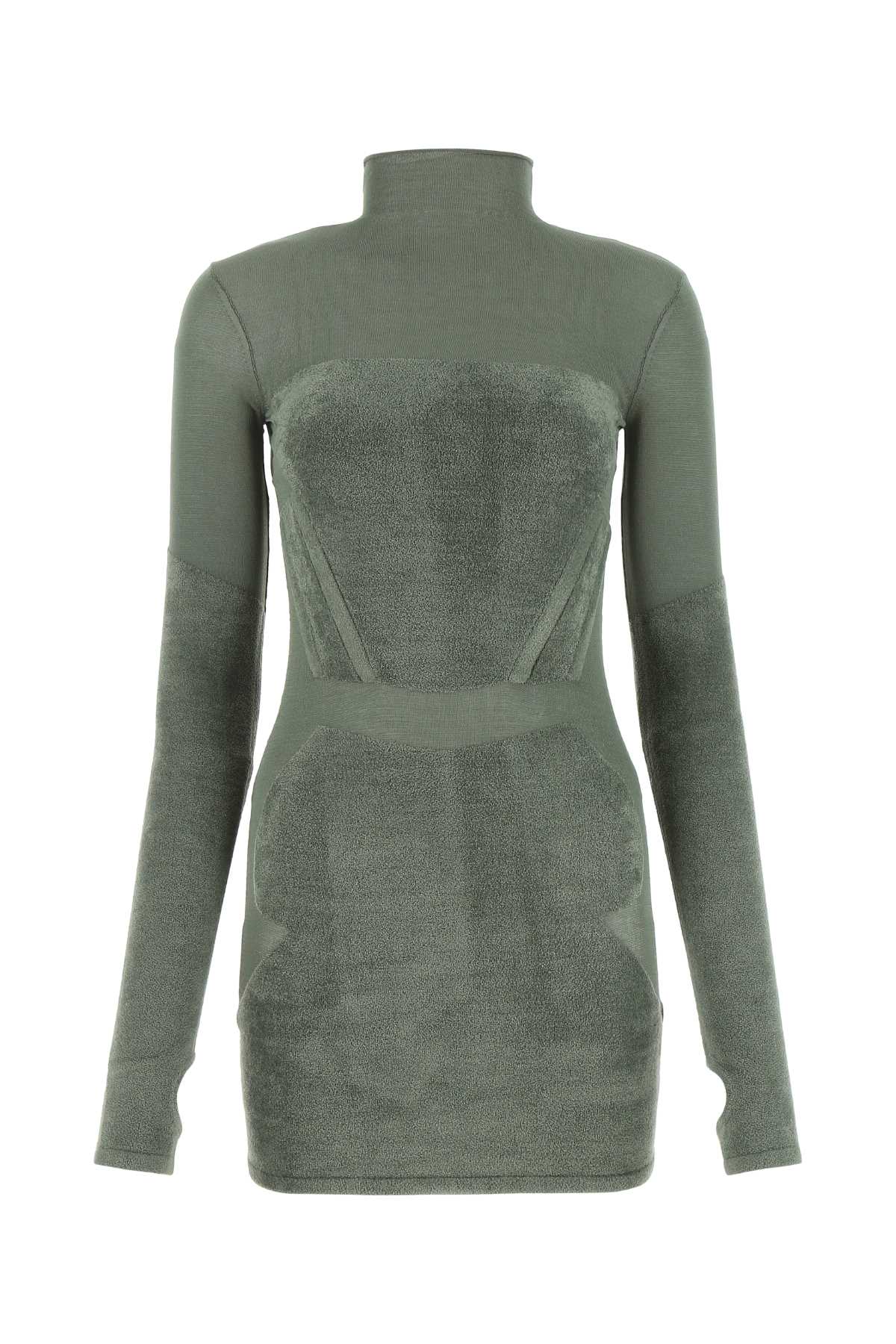 Sage Green Stretch Viscose Blend Mini Dress