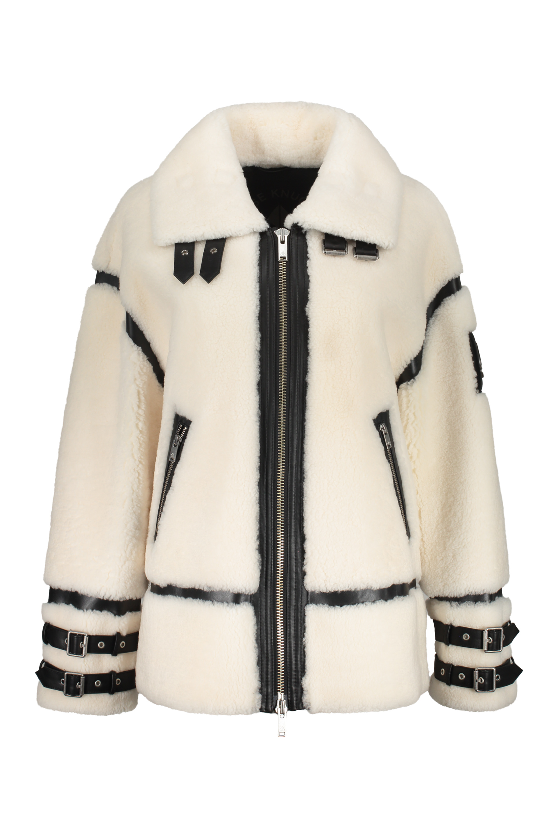 Moose Knuckles Golden Prairie Sheepskin Jacket In White
