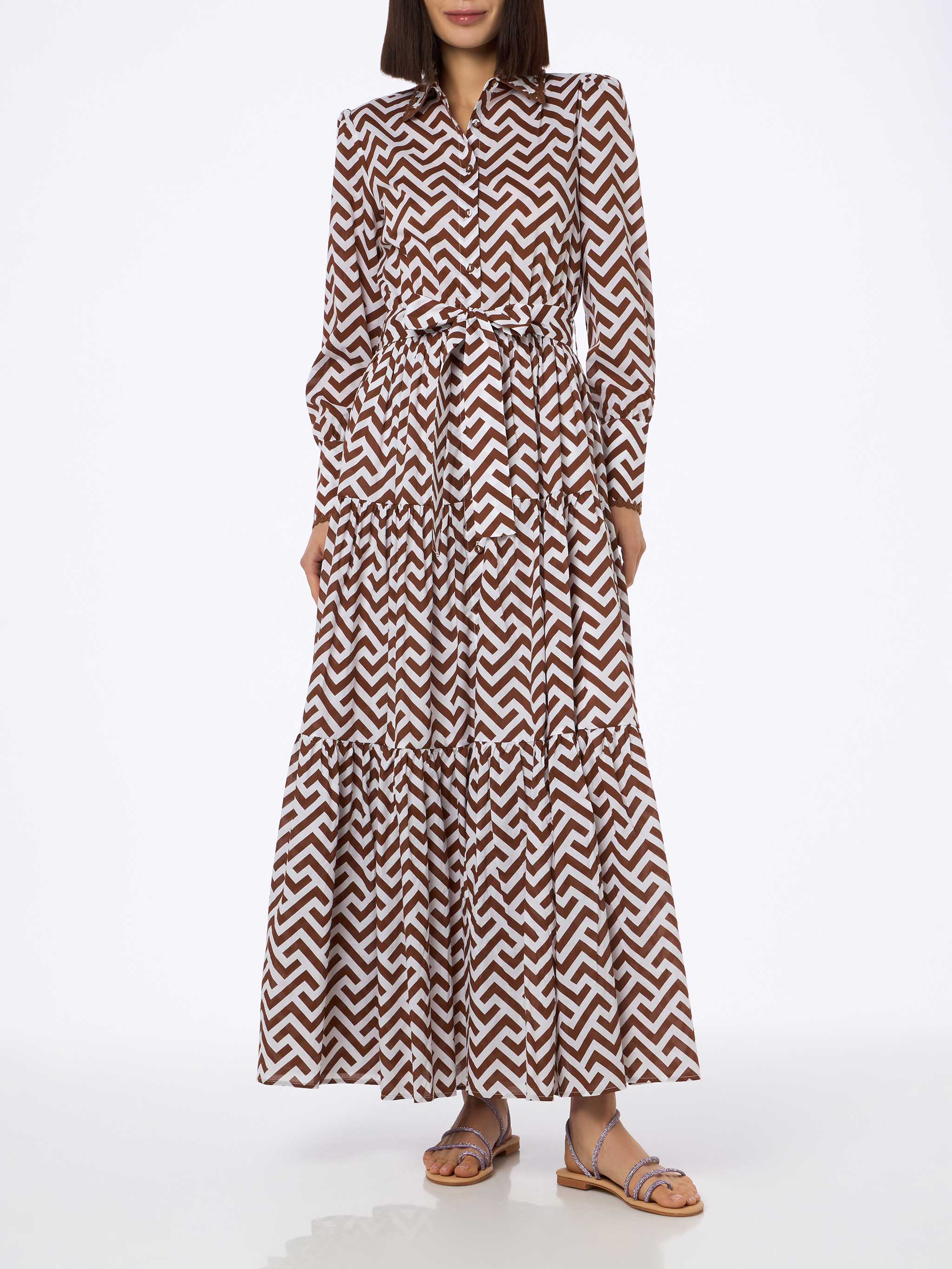 Zigazag Print Woman Cotton Dress Jensen