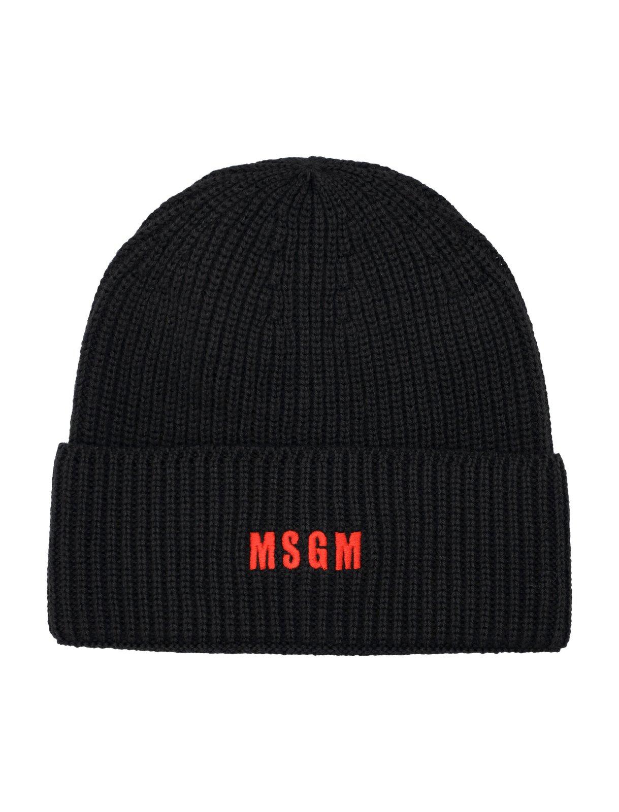 Logo Embroidered Knitted Beanie MSGM