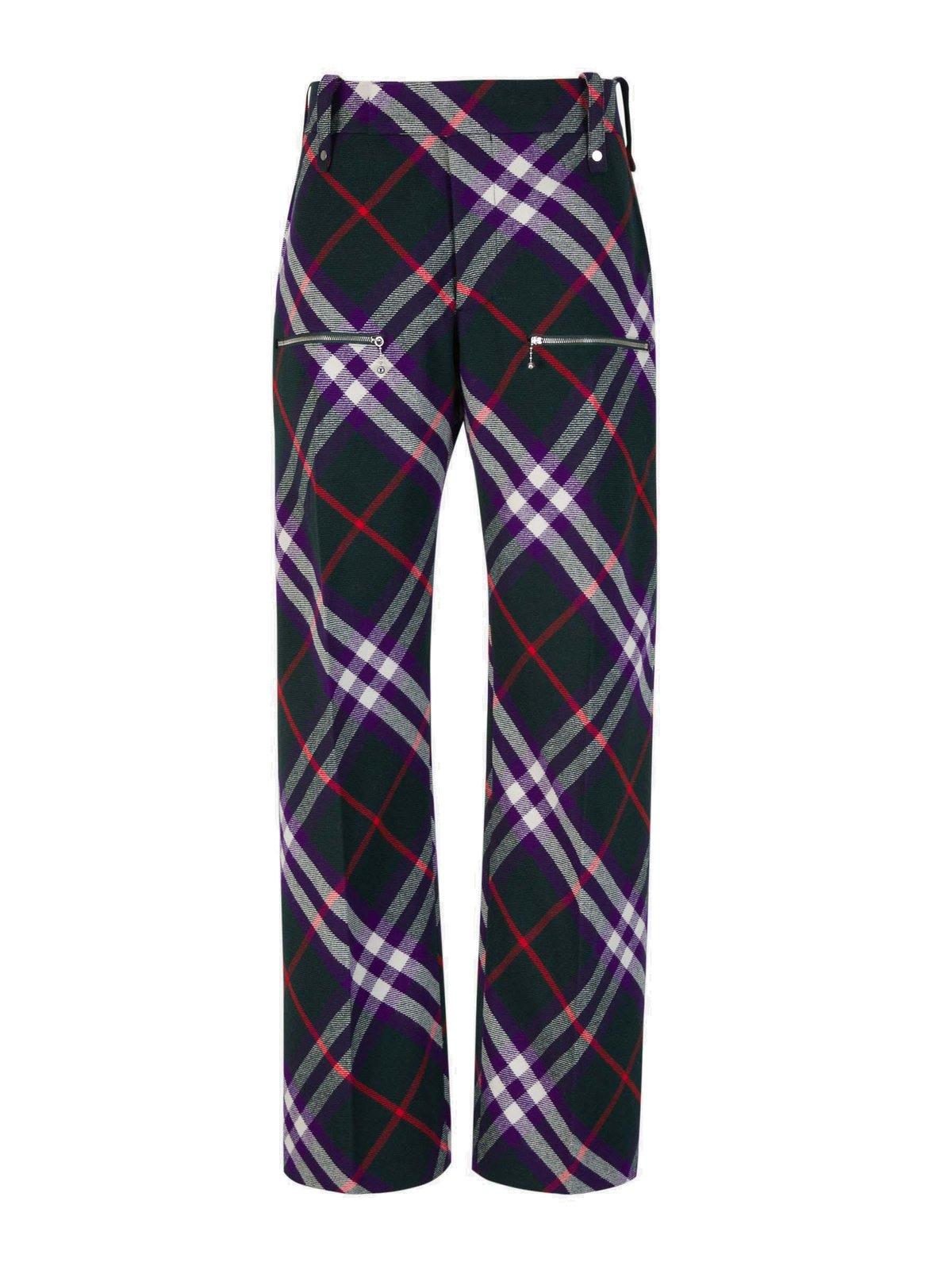 Plaid-check Straight-leg Trousers