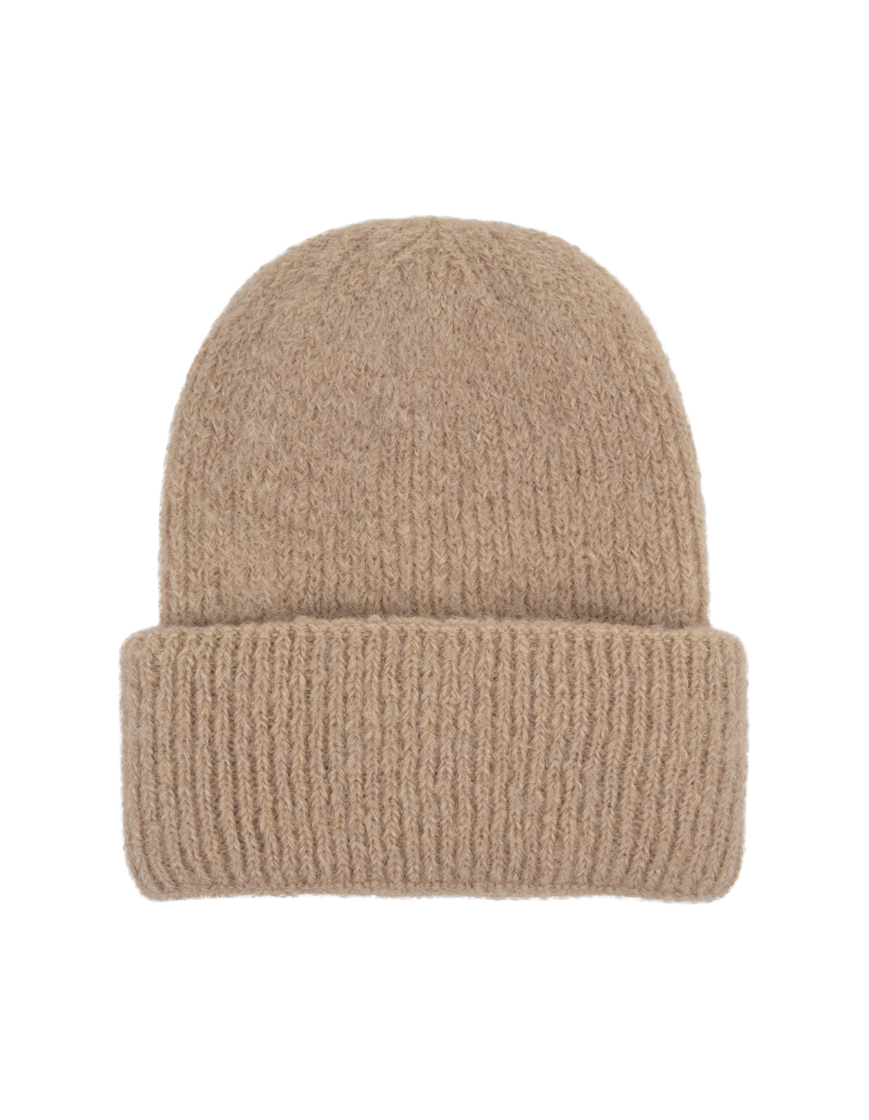 Camel Mohair Blend Knit Beanie