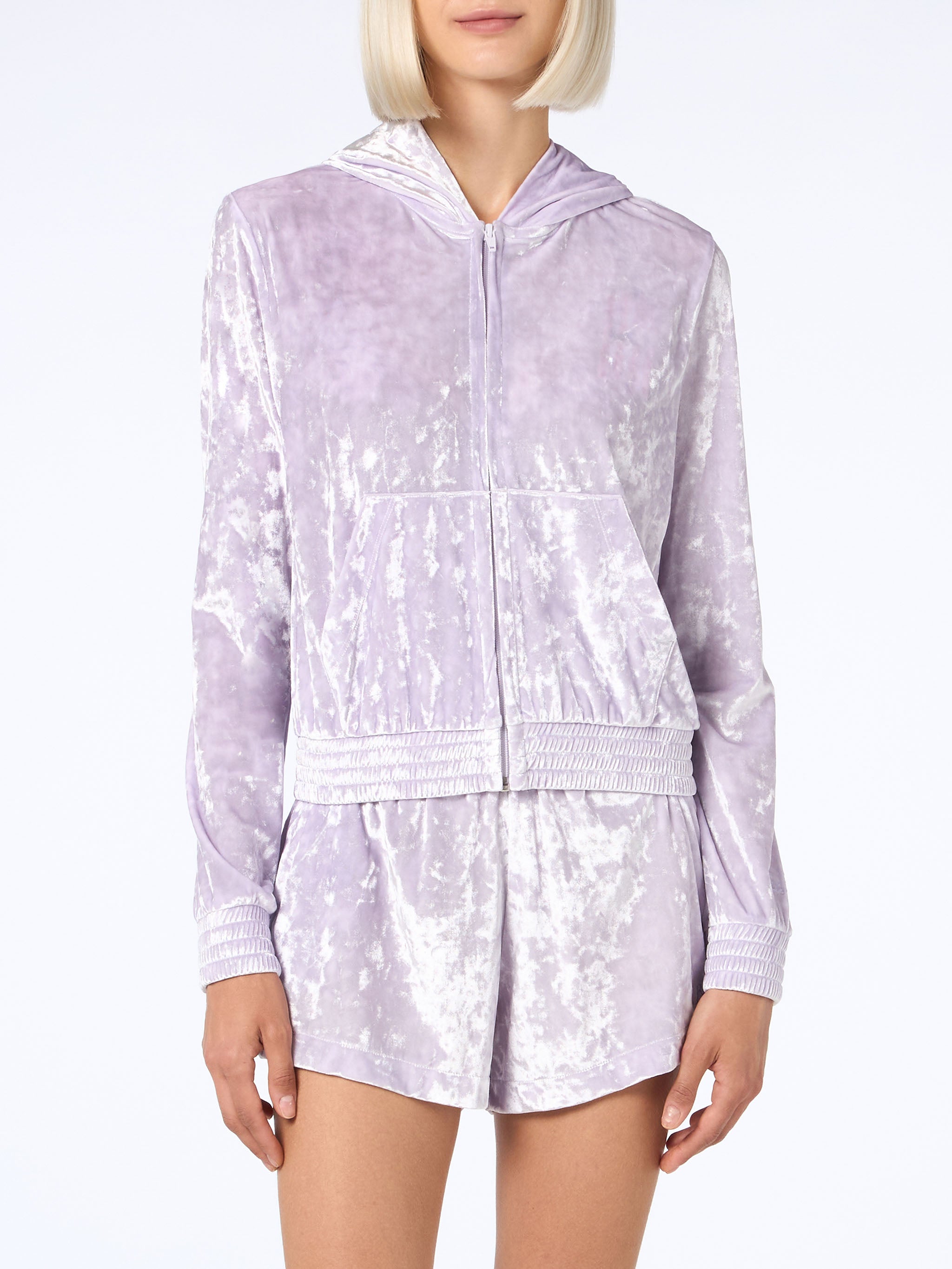 Woman Lilac Chenille Zipped Hoodie Jasmine