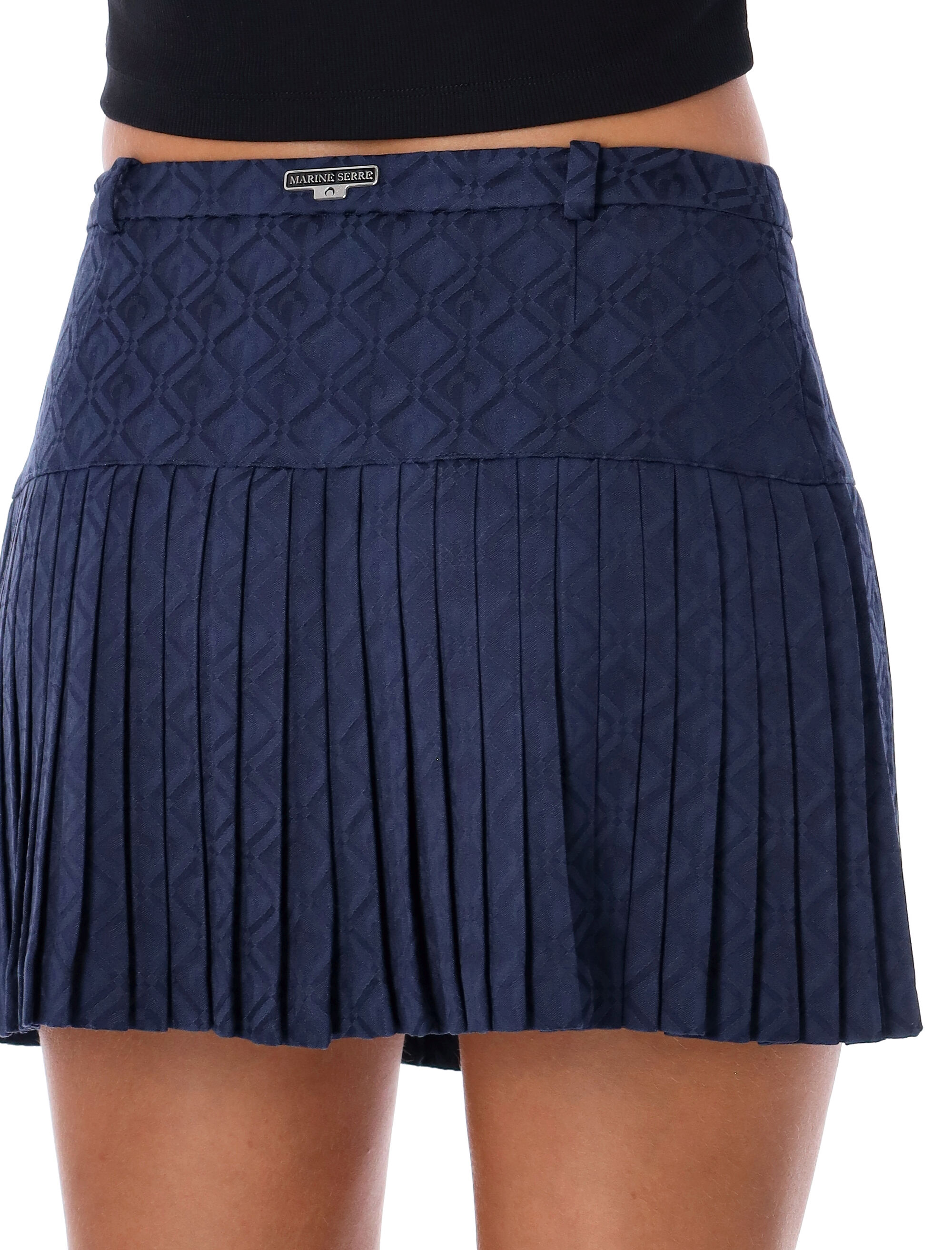 Shop Marine Serre Diamond Mini Skirt In Blu