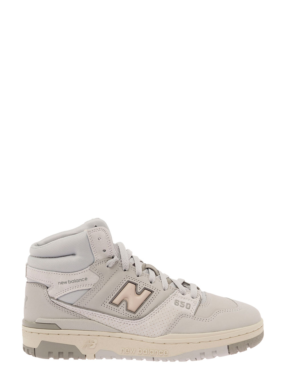 650 Grey High-top Sneakers With N Logo In Leather And Mesh Woman