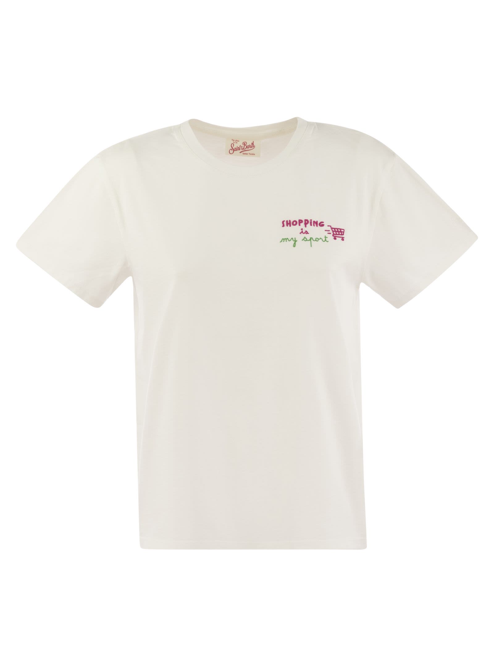 Emilie - T-shirt With Embroidery On Chest