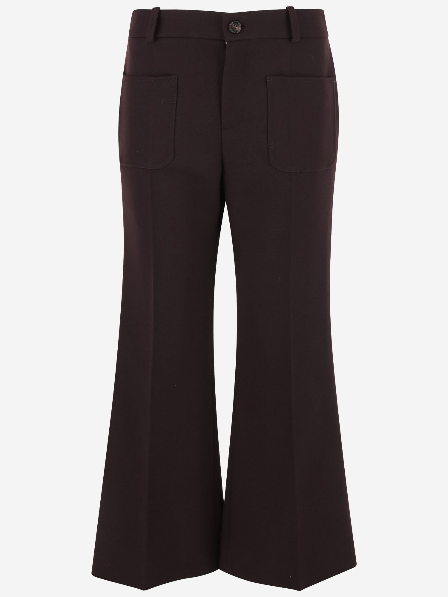 Chloé Herringbone Wool Short Bootcut Pants