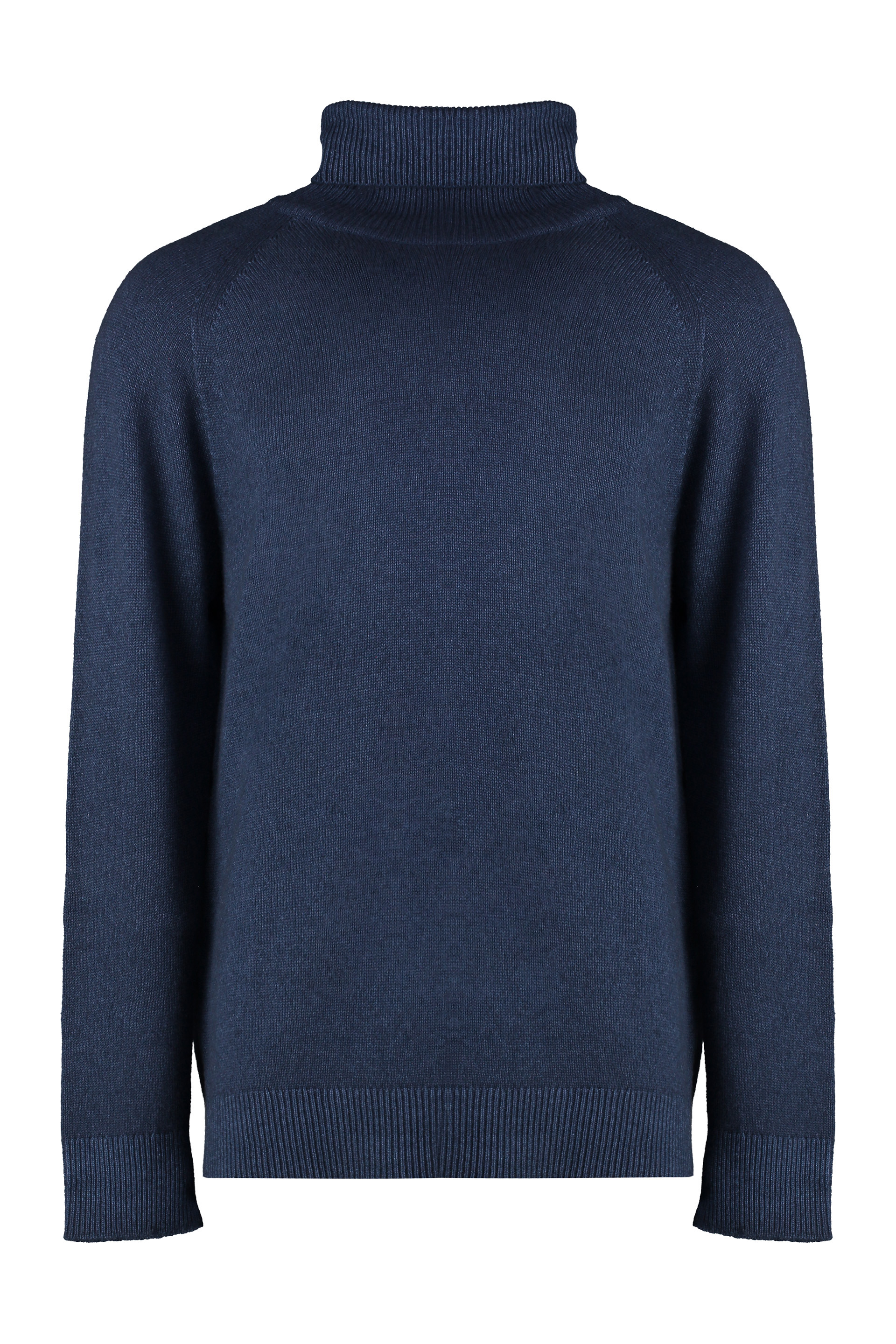 Malo Man Turtleneck Navy Size 36 Virgin Wool In Blue