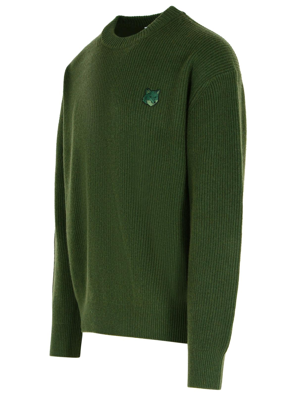 Shop Maison Kitsuné Green Wool Sweater