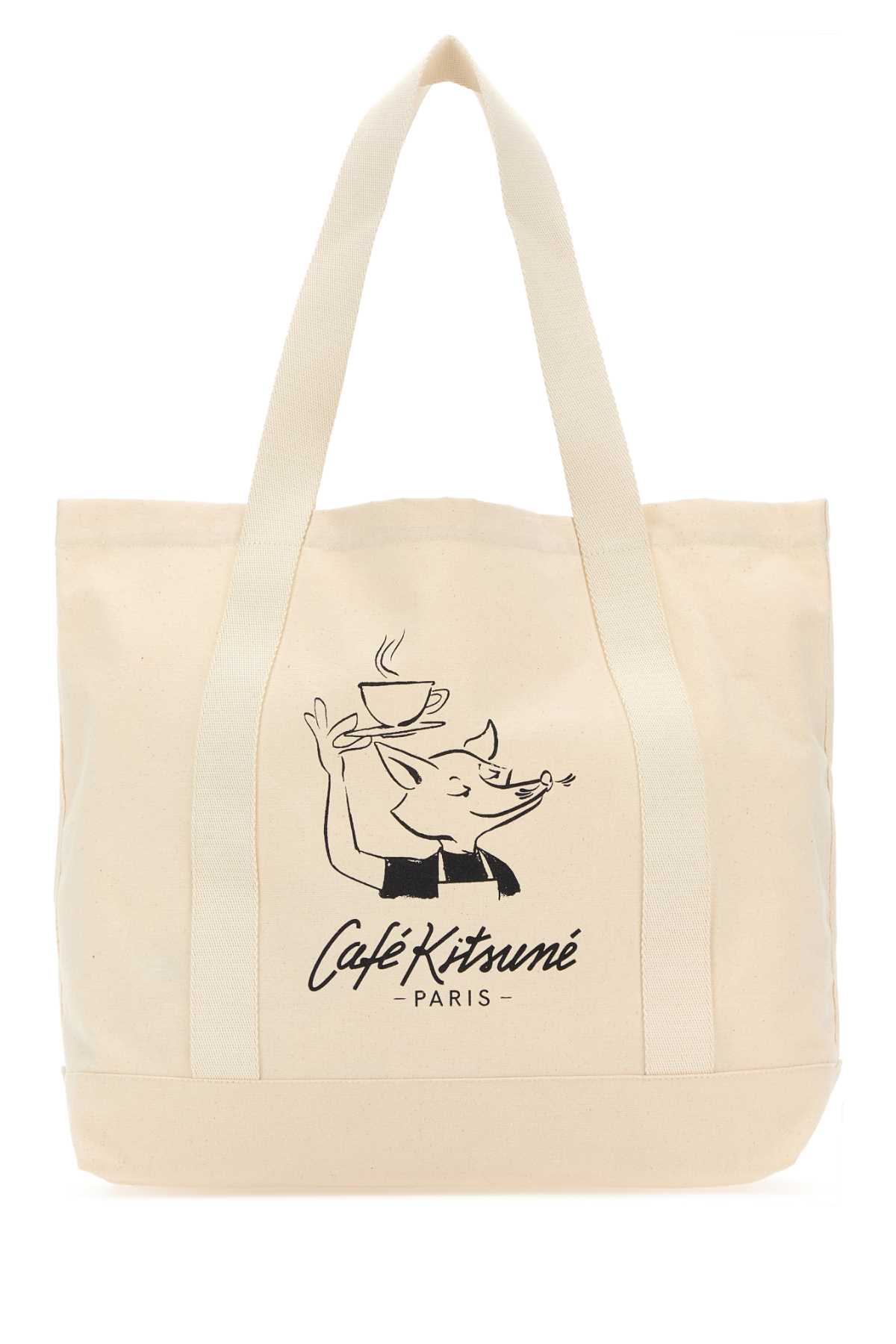 Maison Kitsuné Cream Canvas Shopping Bag