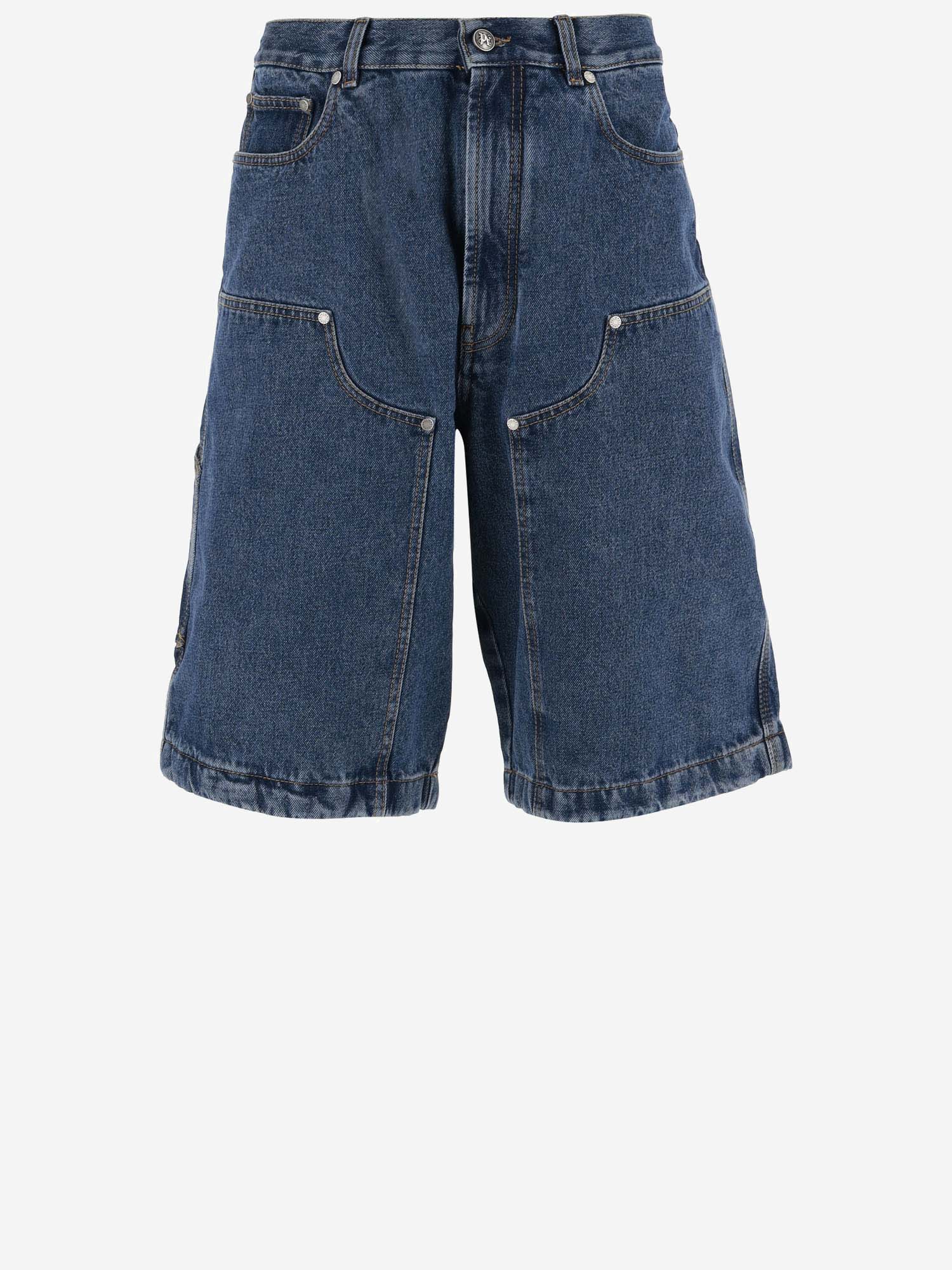 Multi-pocket Denim Bermuda Shorts