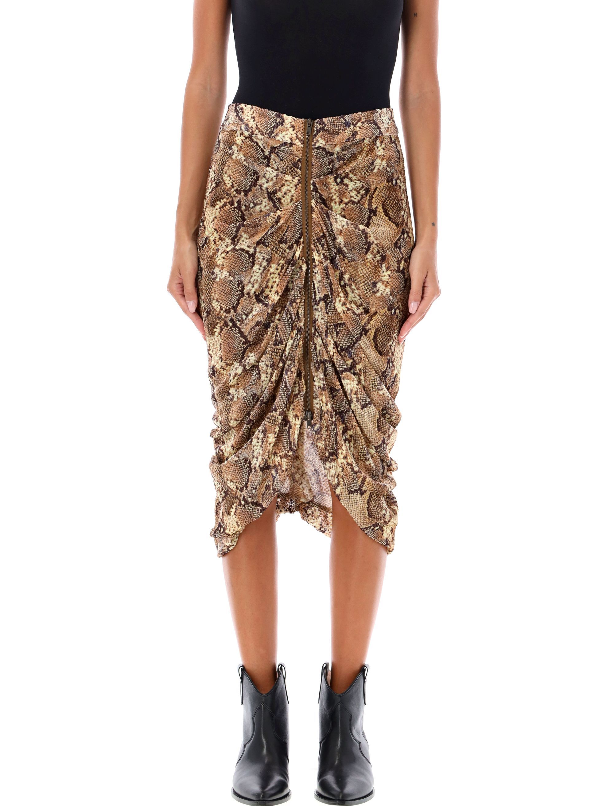 Caelia Snake Print Midi Skirt