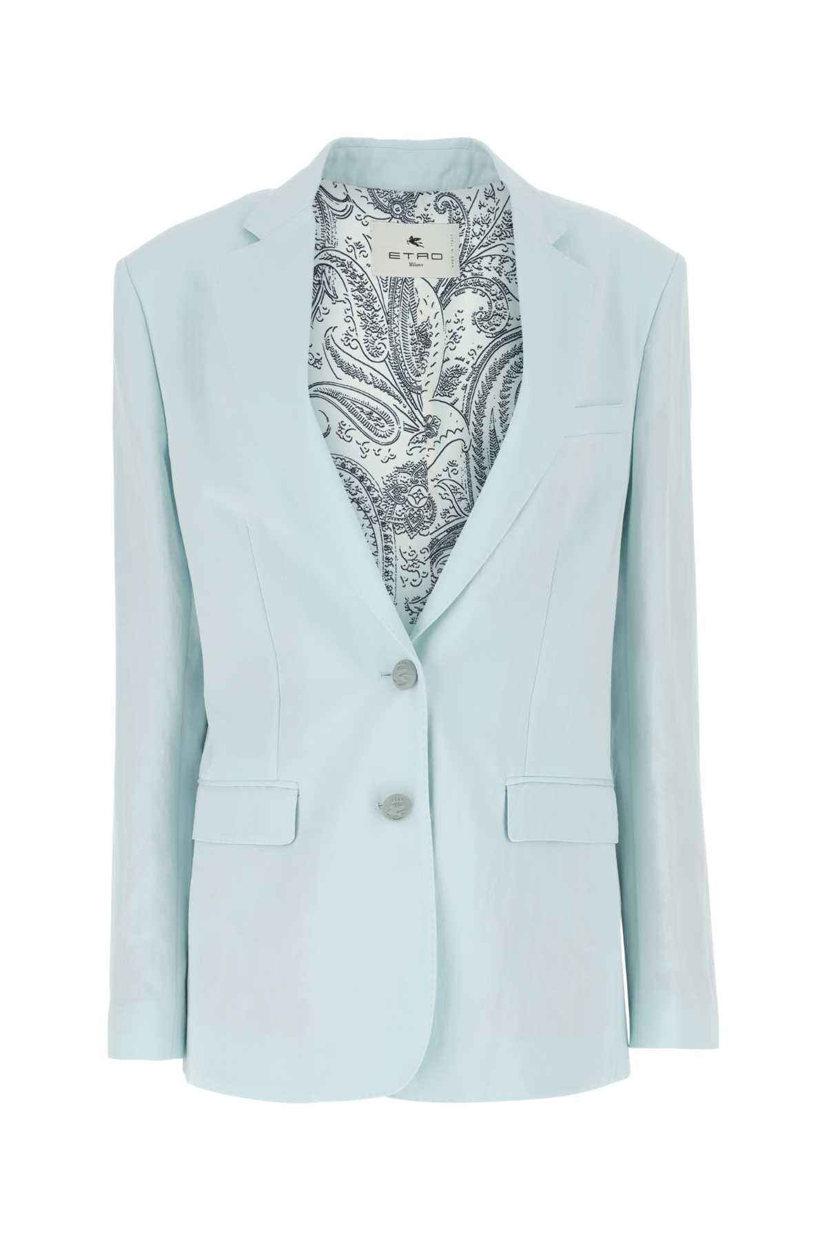 Light-blue Lyocell Blend Blazer