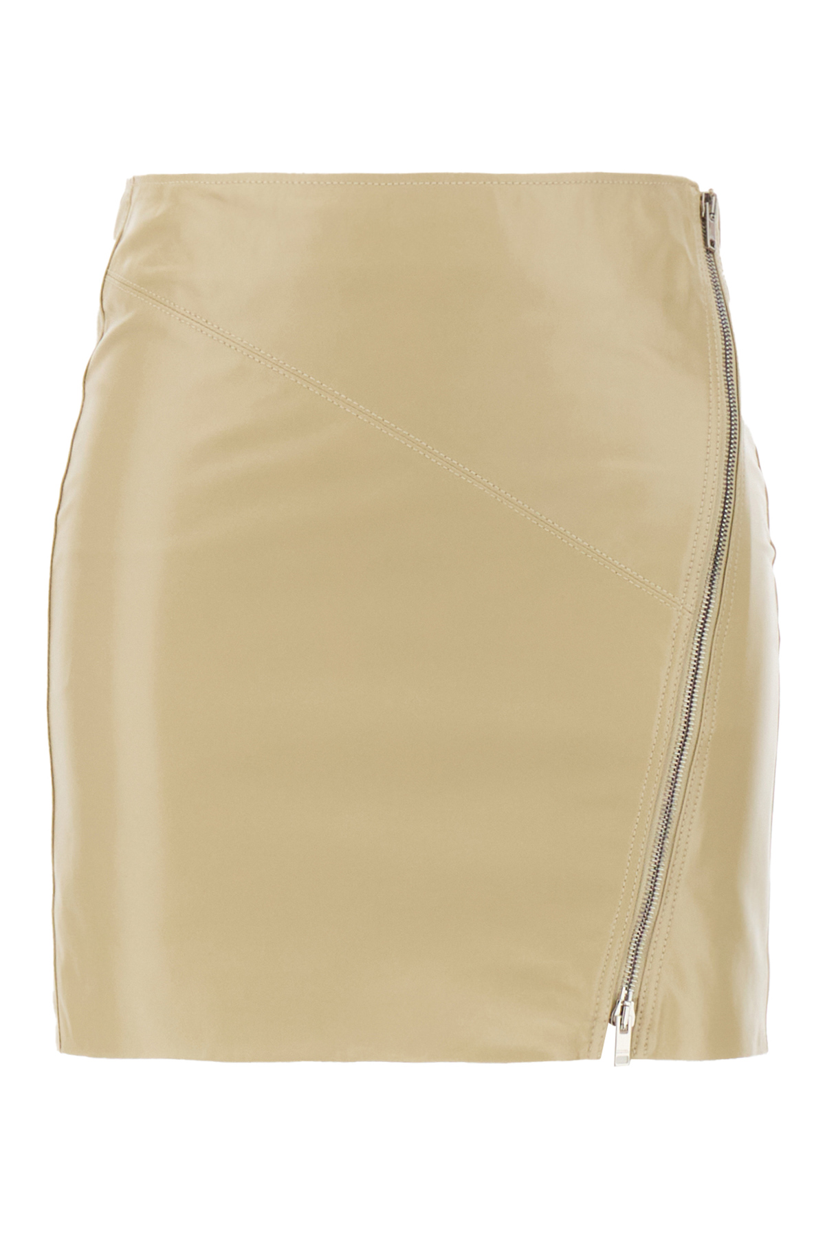 Cappuccino Nappa Leather Mini Skirt