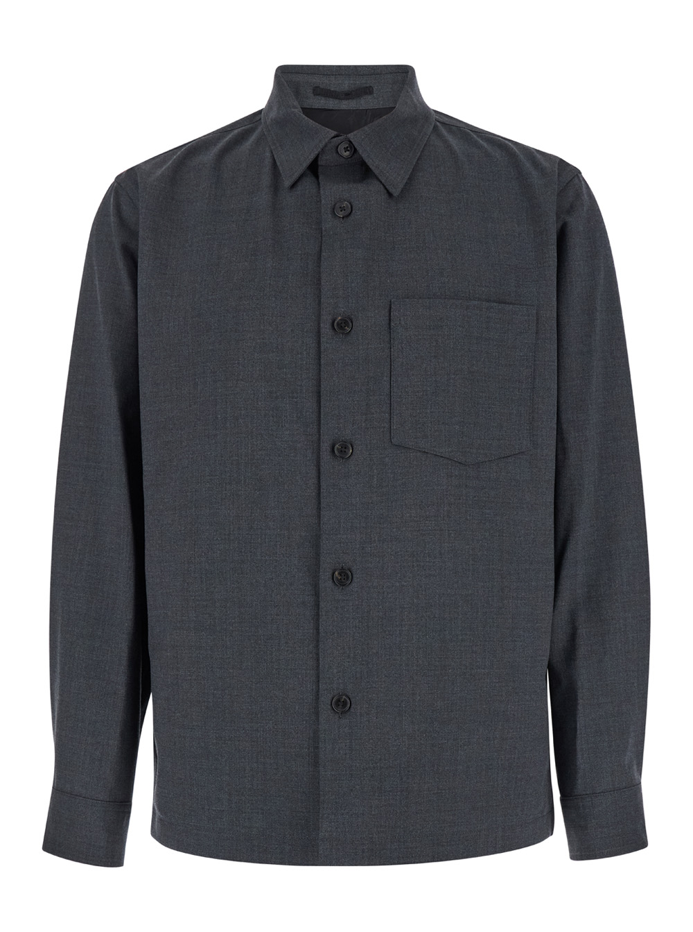 Grey Overshirt With Patch Pocket In Wool Man