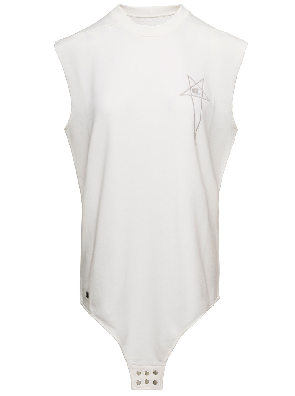 sl Body Tank Top With Pentagram Embroidery And A Six Snap Closure Hanging In Cotton