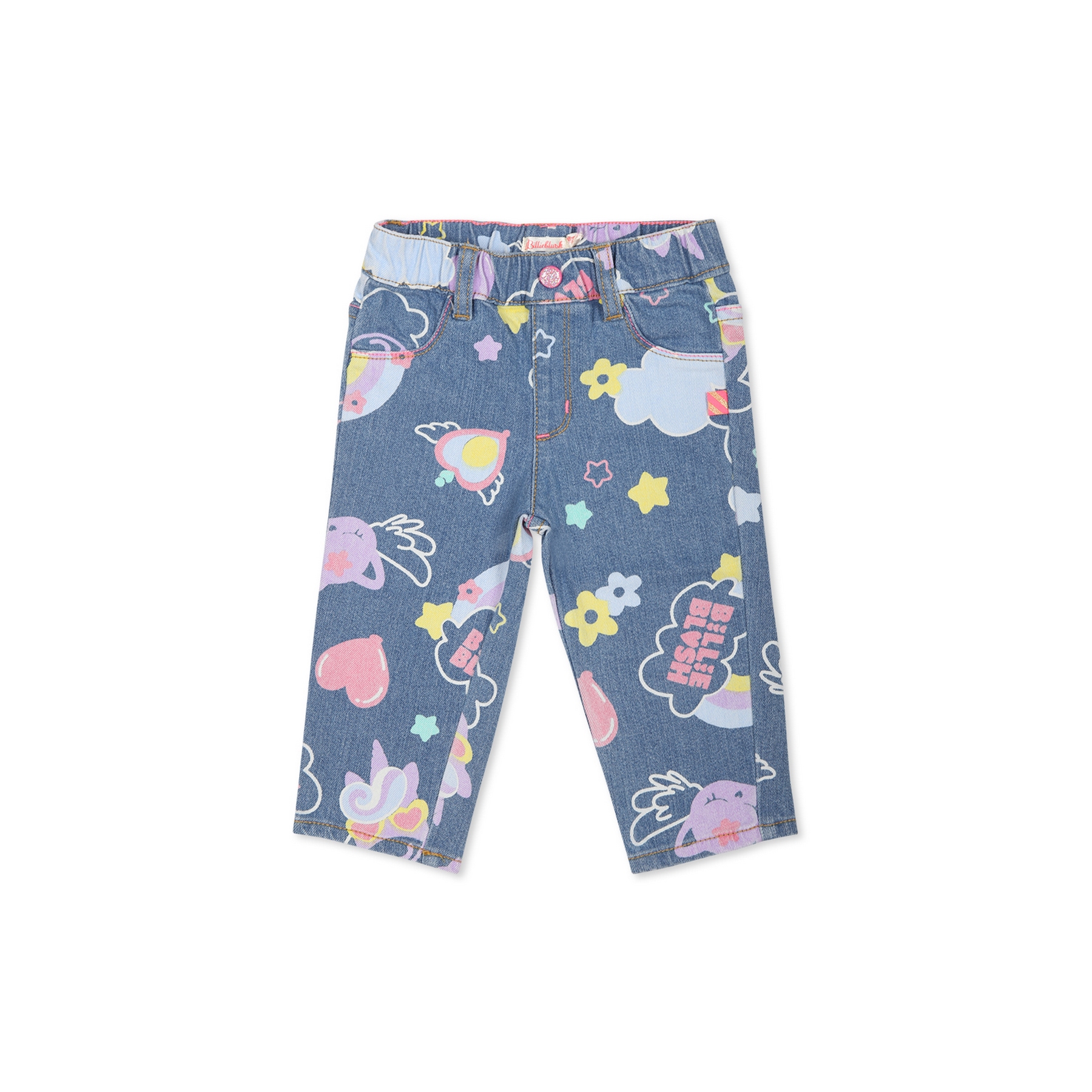 Billieblush Blue Jeans For Baby Girl With Rainbow In Denim