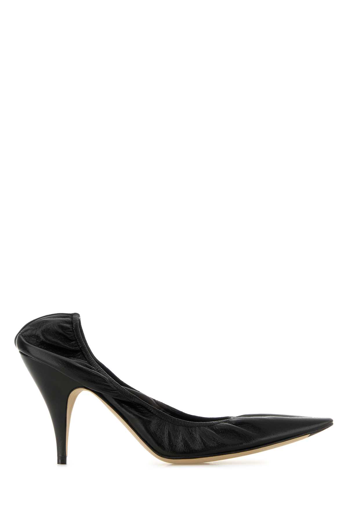 Black Leather Liisa Pumps