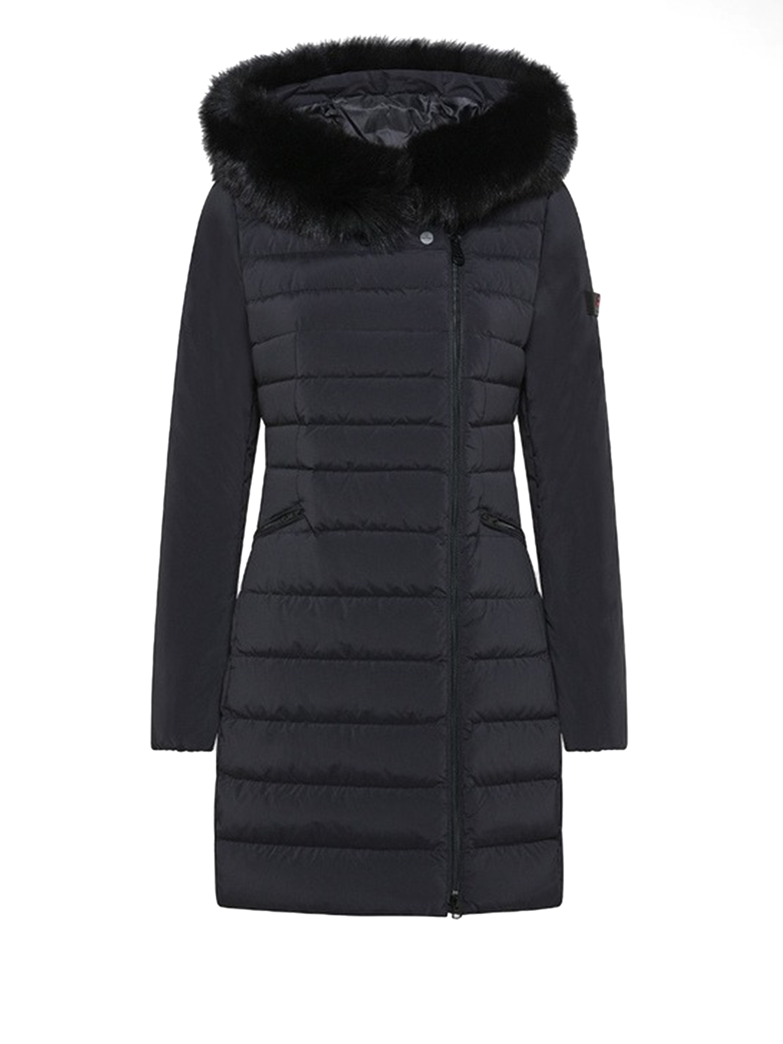 Seriola Slim Down Jacket In Black With Fur