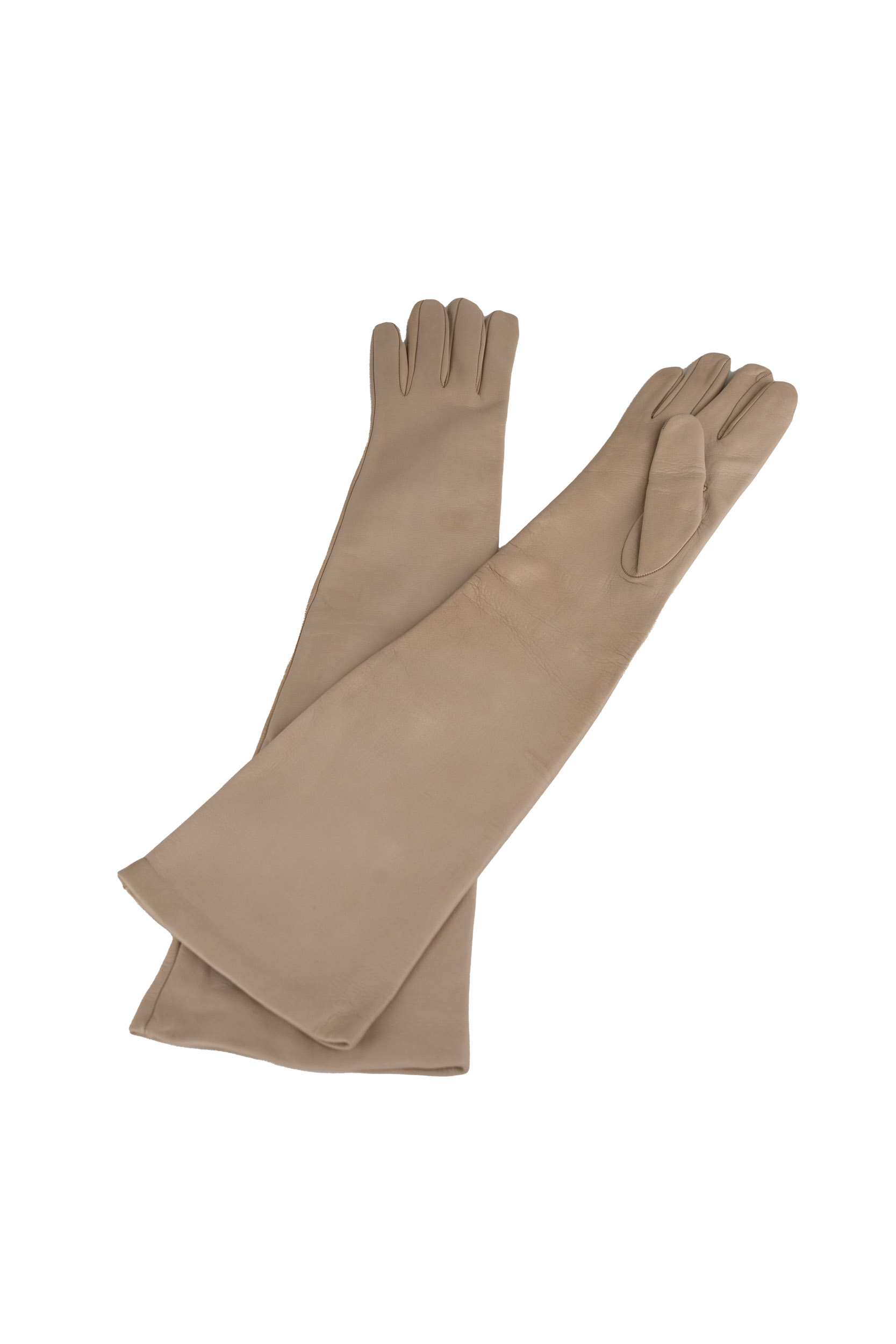 Beige Leather Lined Nappa Gloves