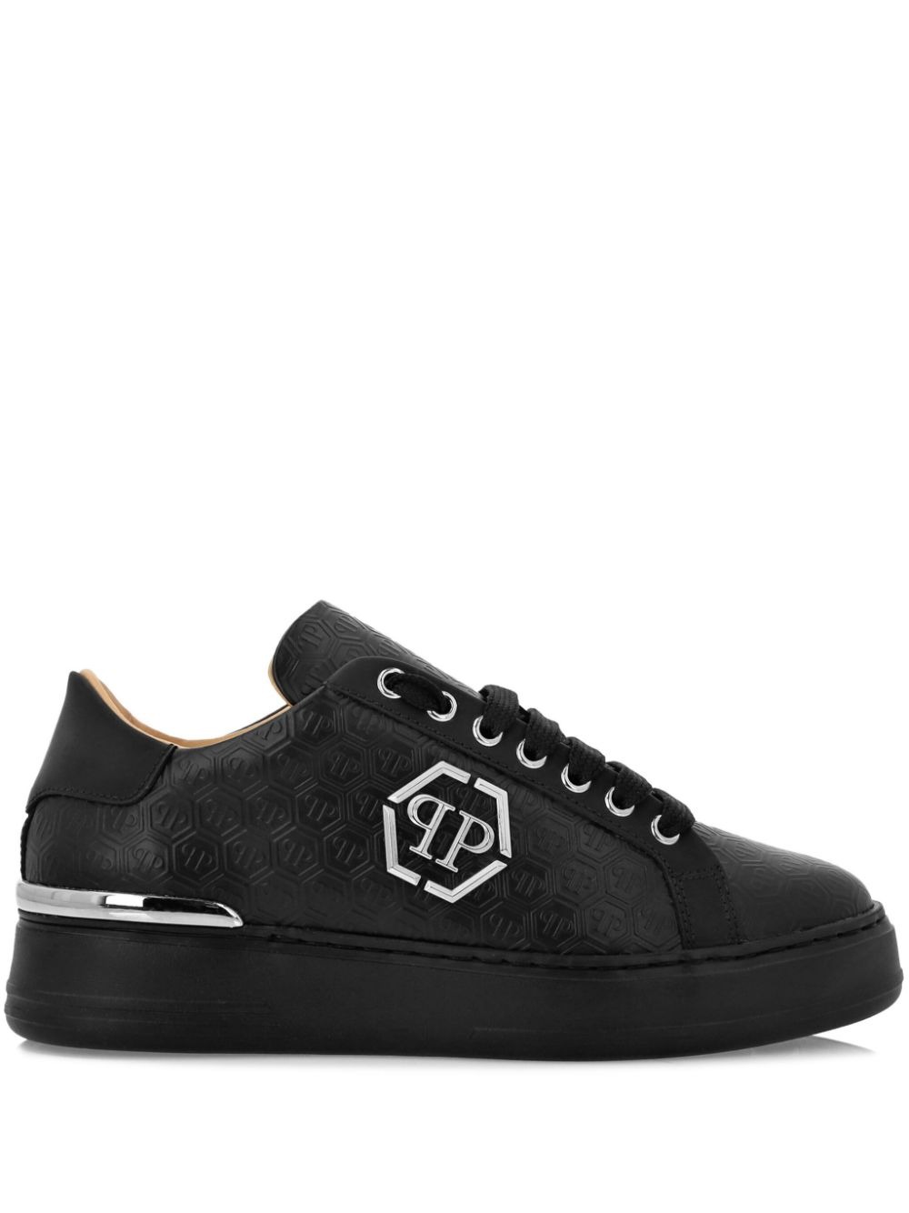 Black Nappa Leather Low-top Sneakers Monogram