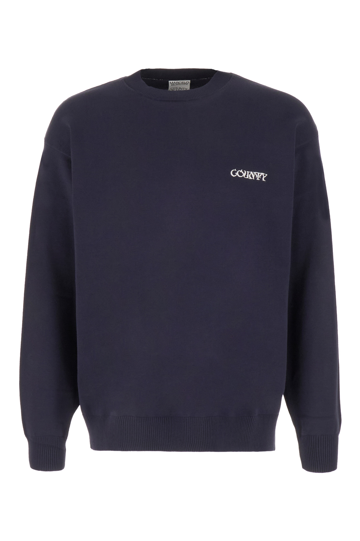 Navy Blue Cotton Blend Sweater