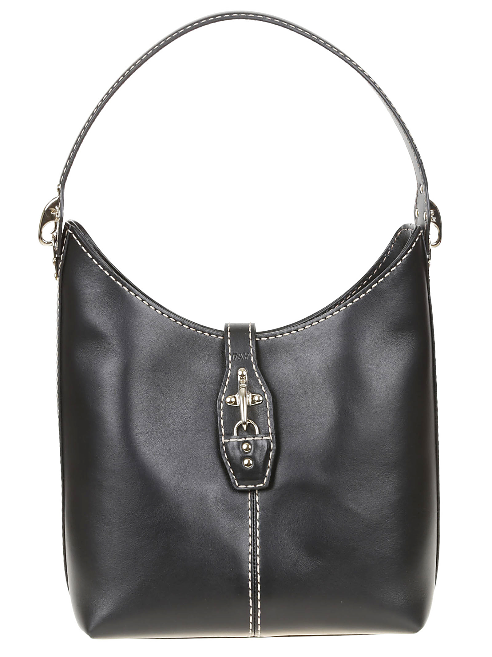 Exposed Stitch Logo Detail Shoulder Bag